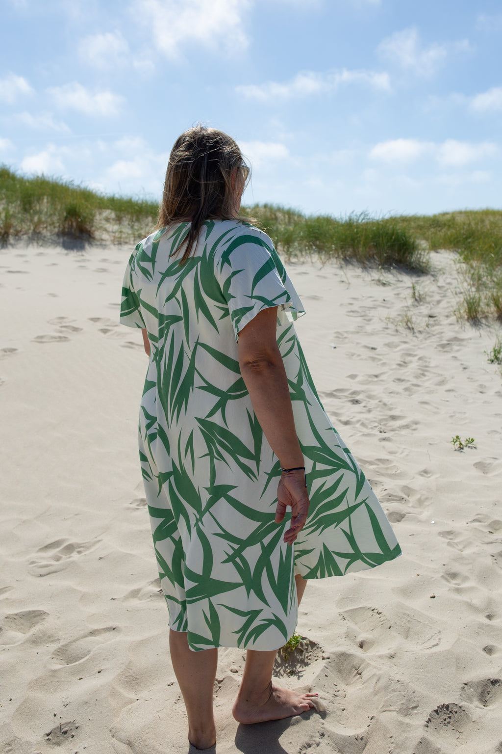 SAVANNAH VERTE _ Robe mi-longue