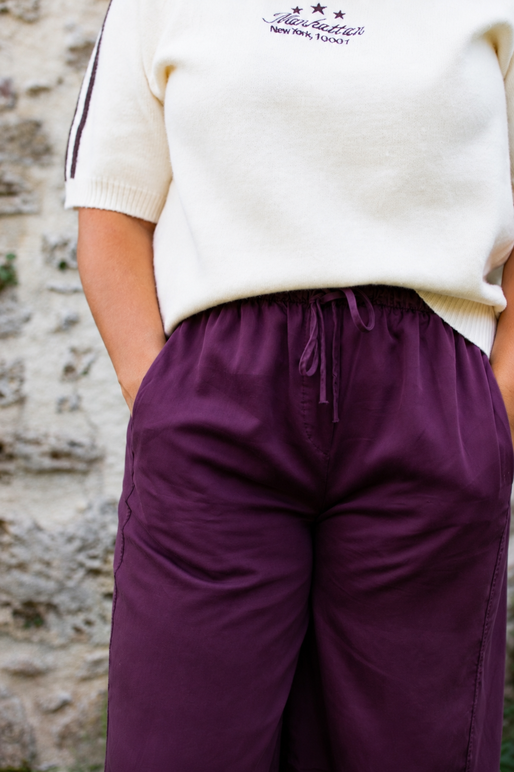 SIENNA BORDEAUX _ Pantalon fluide