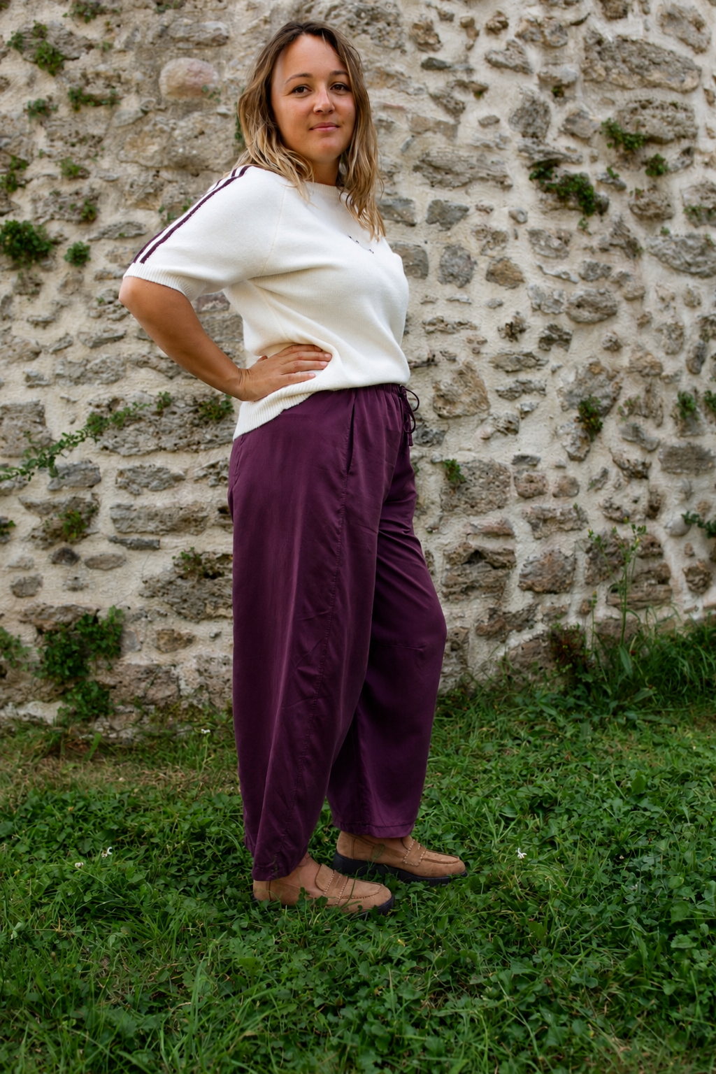 SIENNA BORDEAUX _ Pantalon fluide