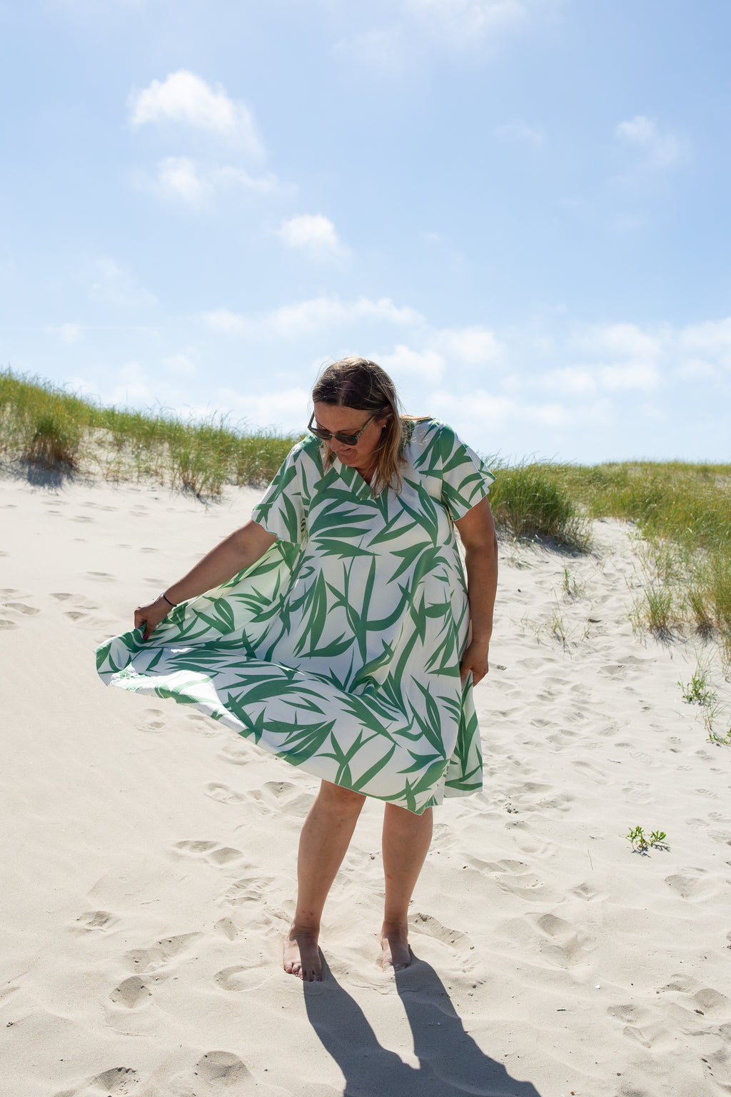SAVANNAH VERTE _ Robe mi-longue