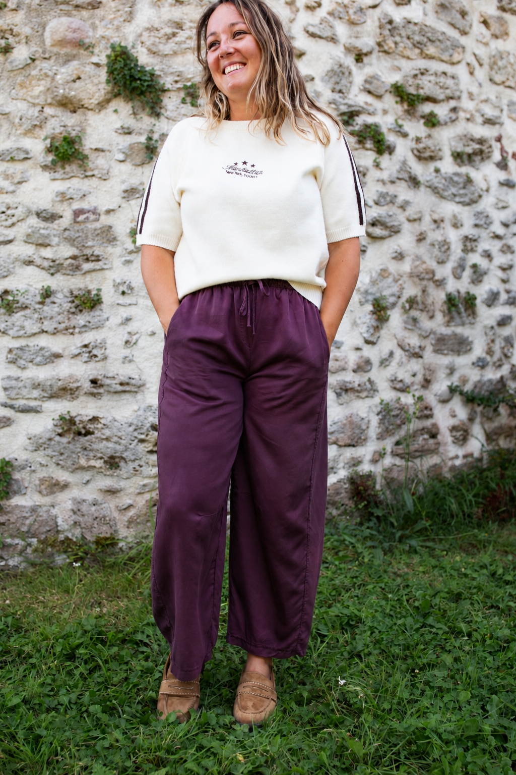 SIENNA BORDEAUX _ Pantalon fluide