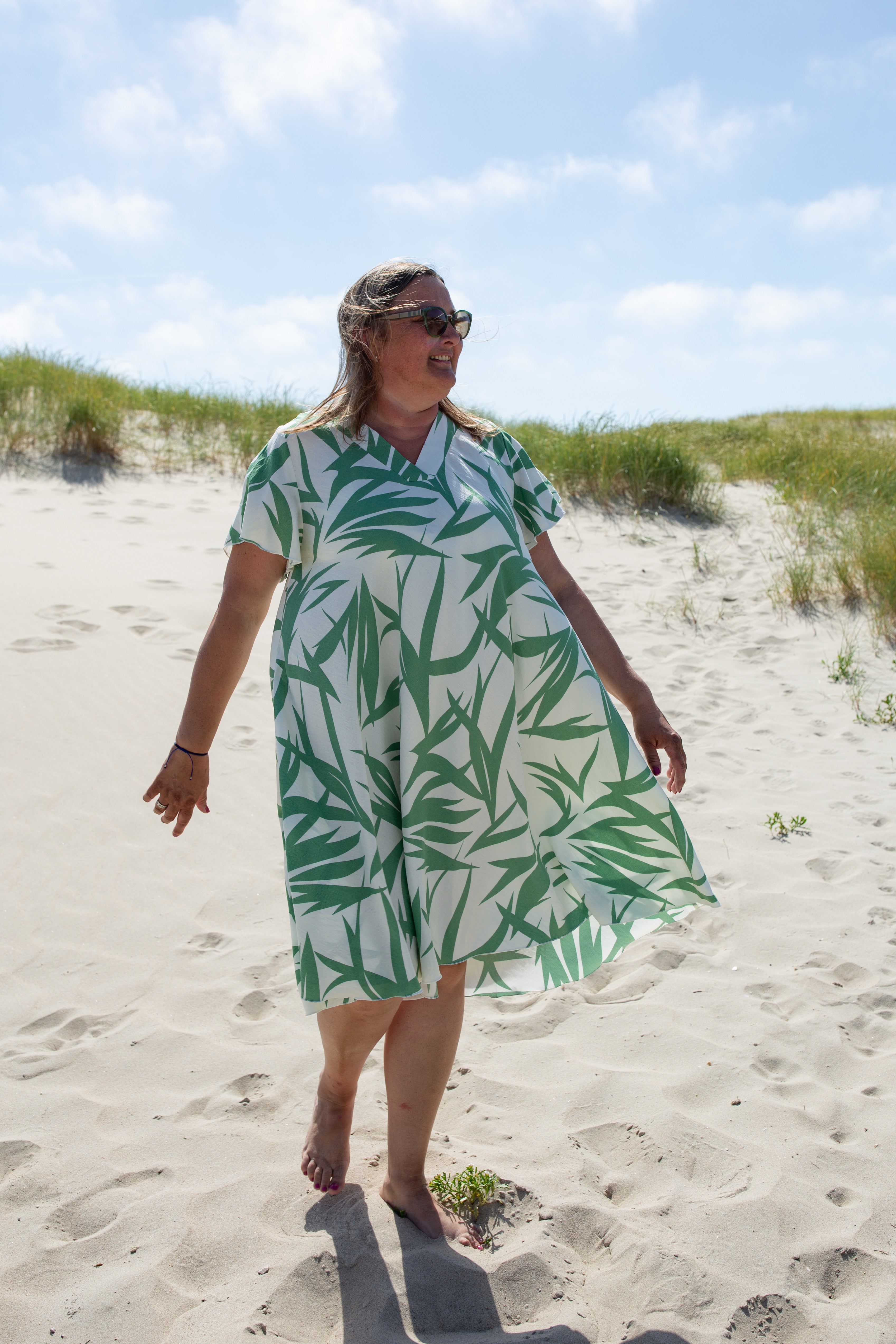 SAVANNAH VERTE _ Robe mi-longue