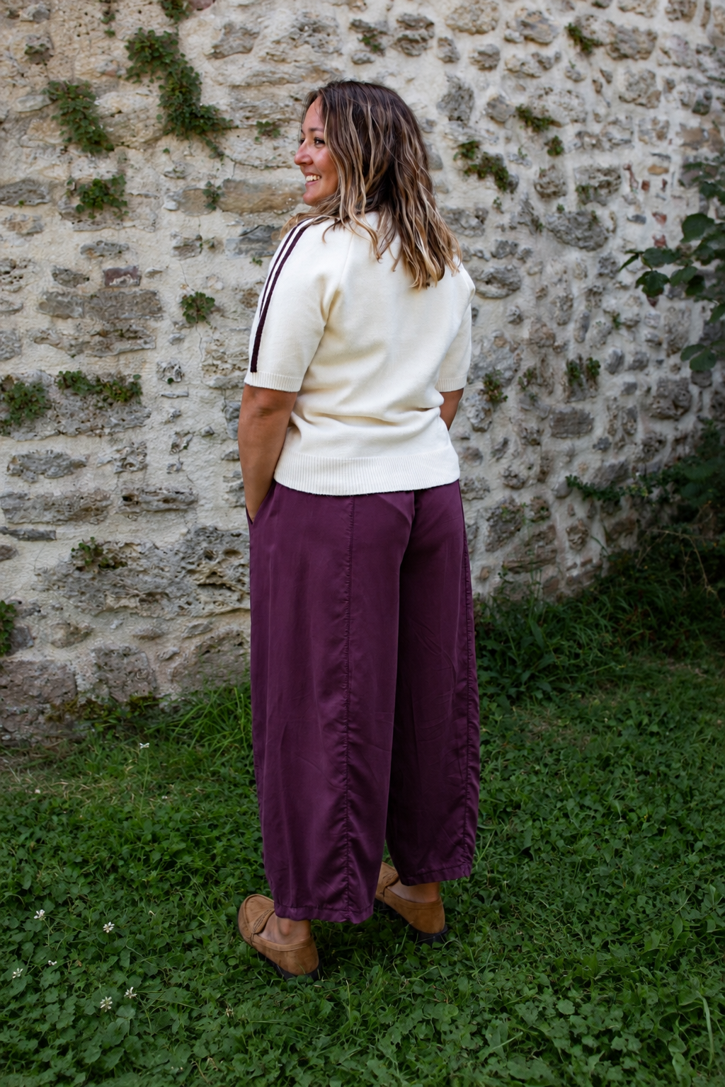 SIENNA BORDEAUX _ Pantalon fluide