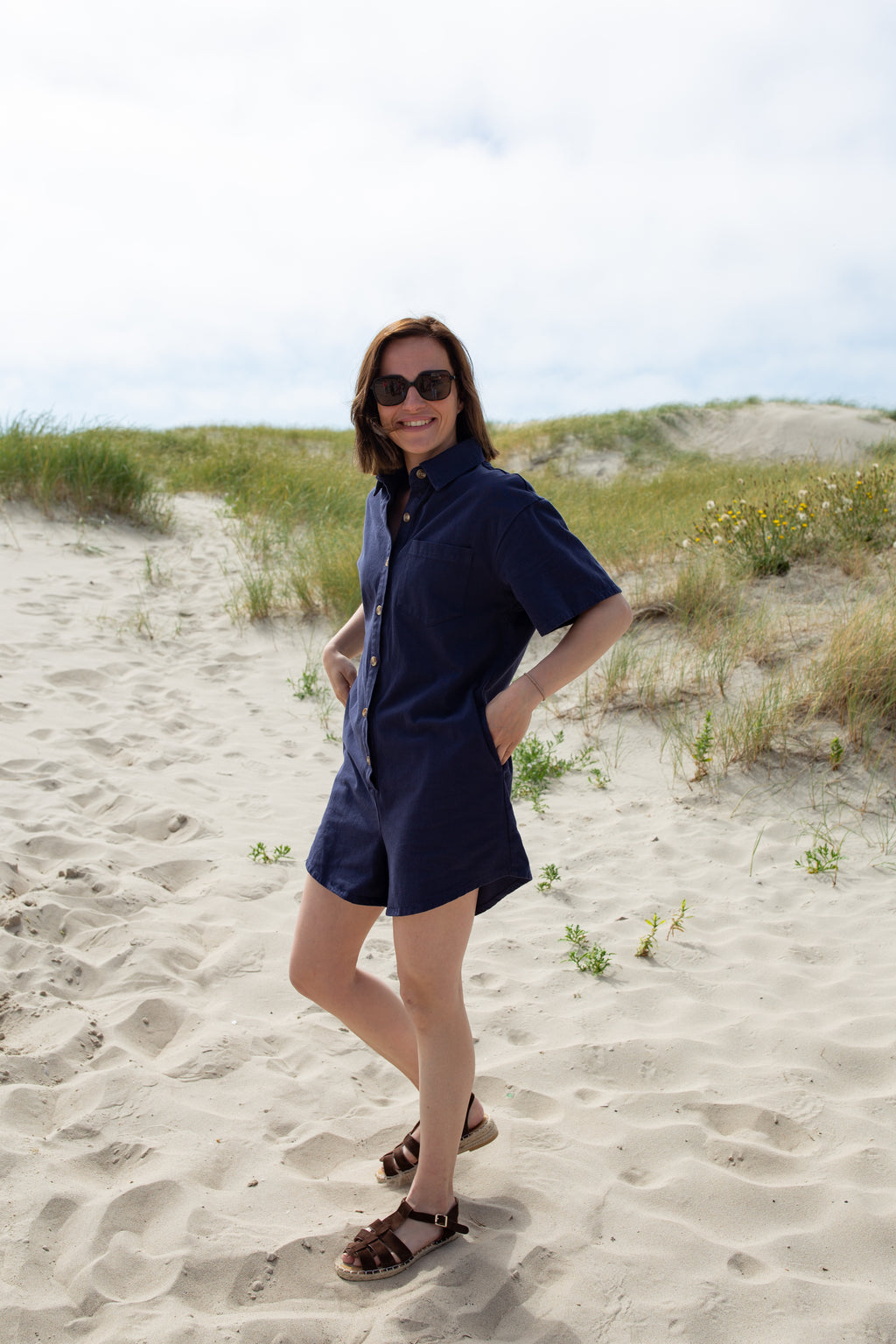 JADE BLEUE _ Combishort à poches