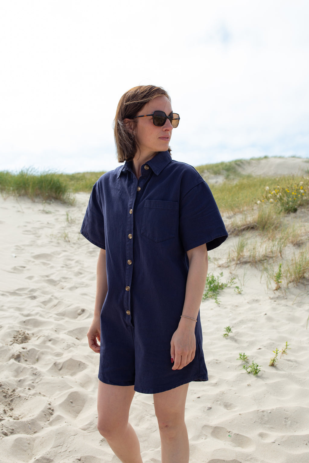 JADE BLEUE _ Combishort à poches