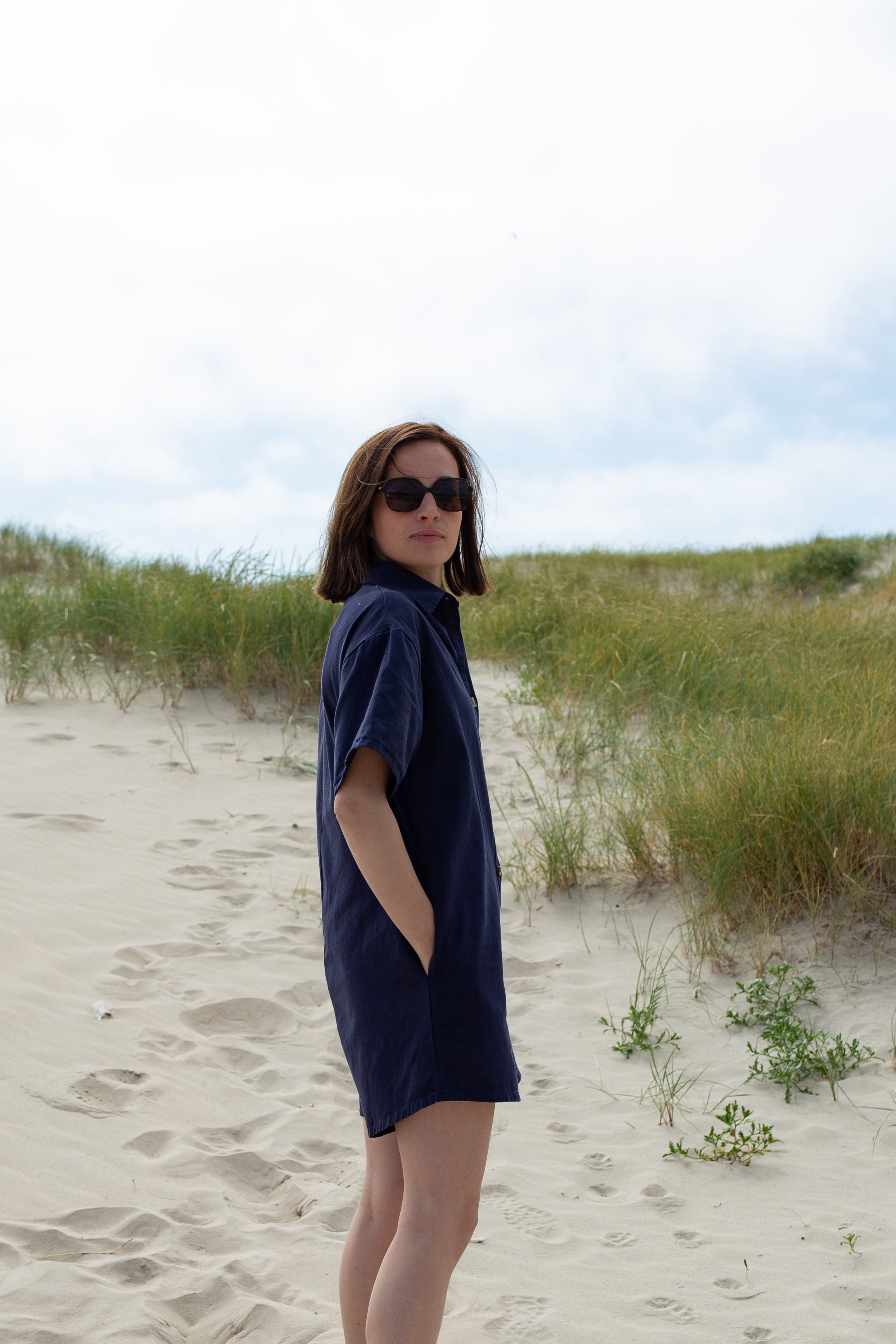 JADE BLEUE _ Combishort à poches