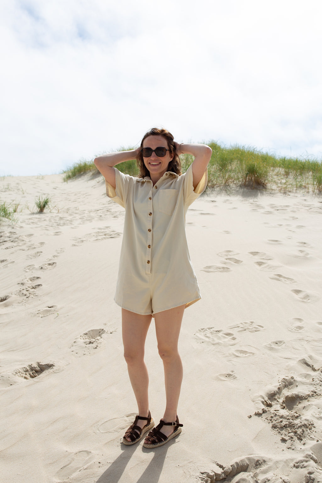 JADE BEIGE _ Combishort à poches
