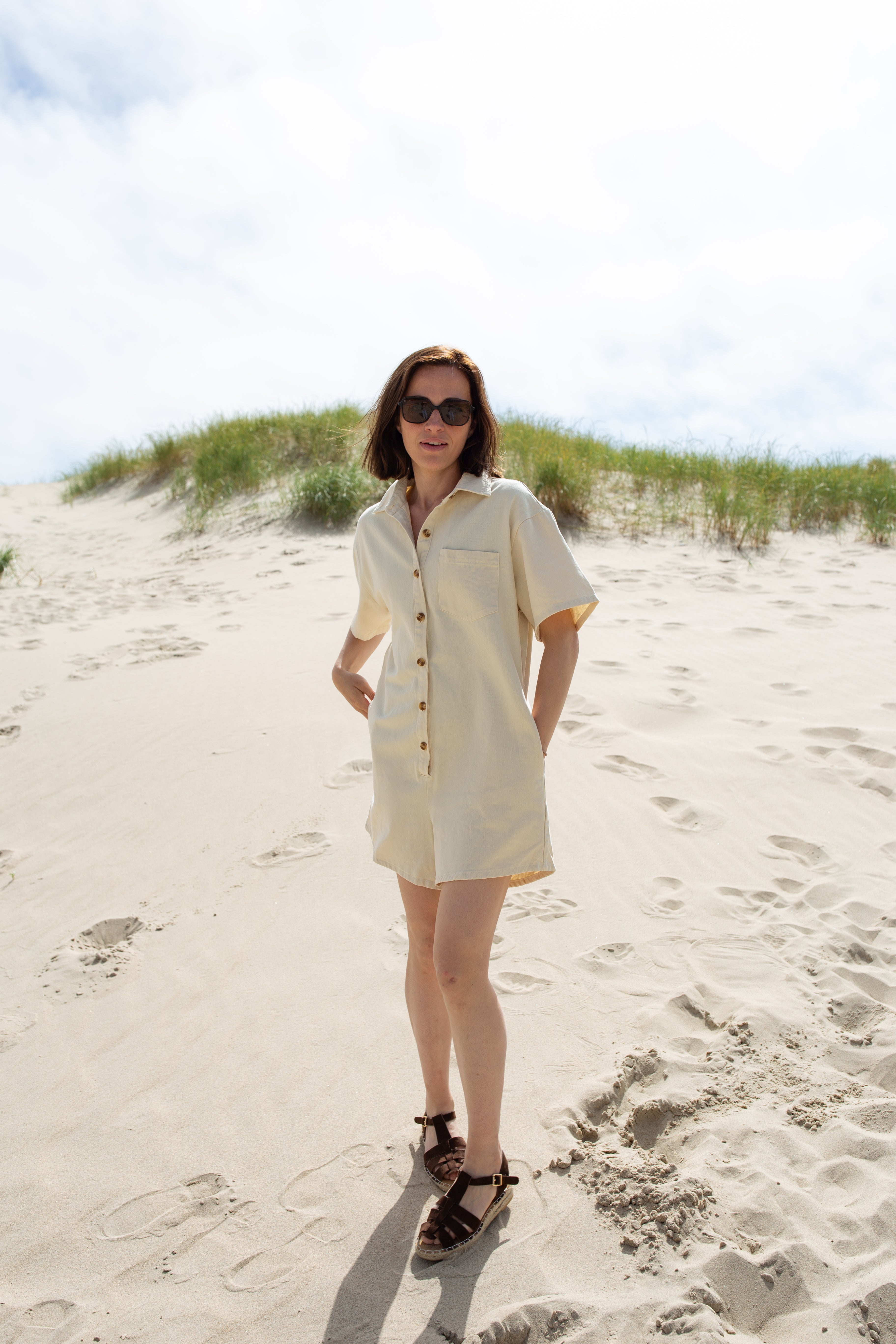 JADE BEIGE _ Combishort à poches