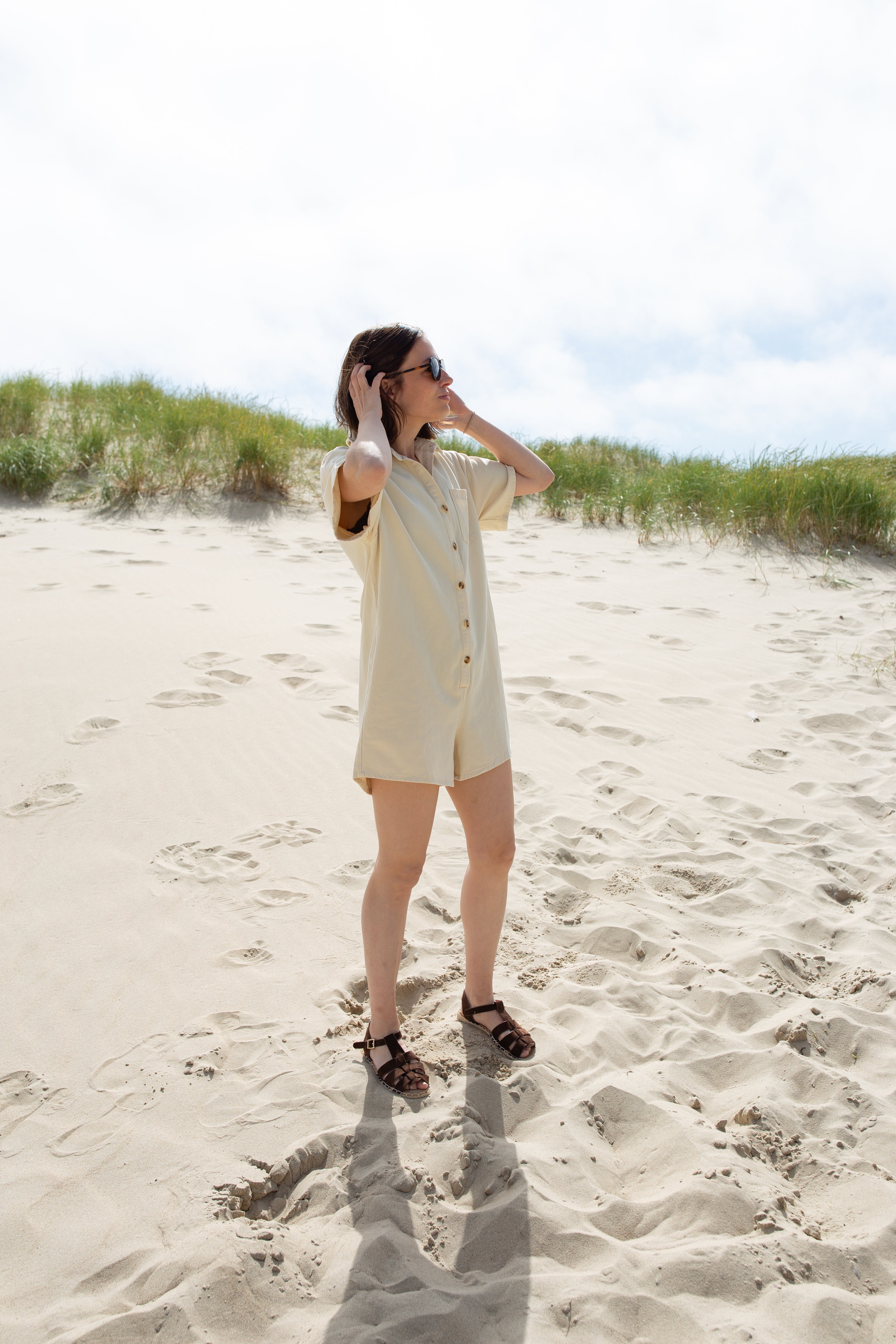 JADE BEIGE _ Combishort à poches