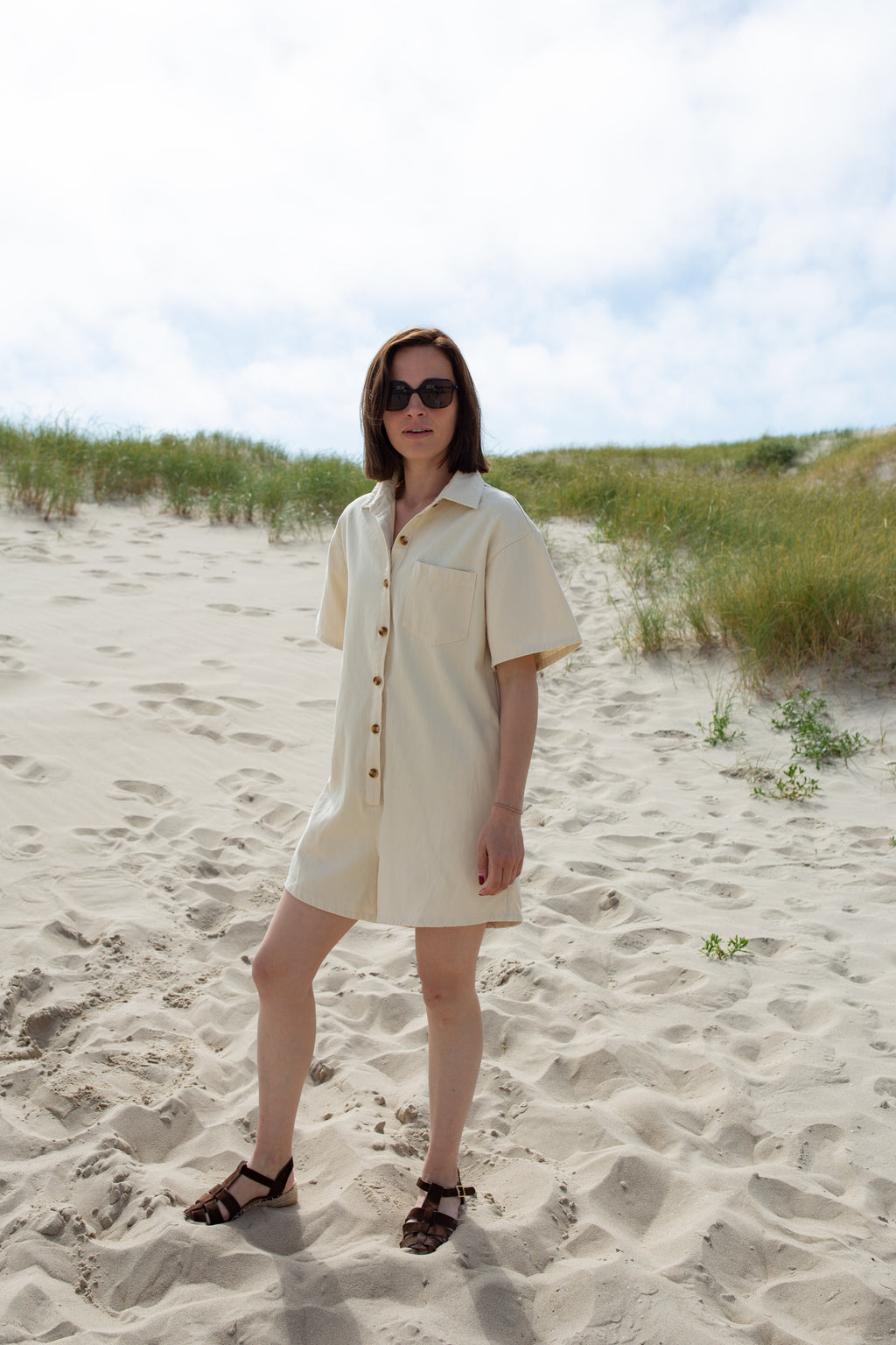 JADE BEIGE _ Combishort à poches