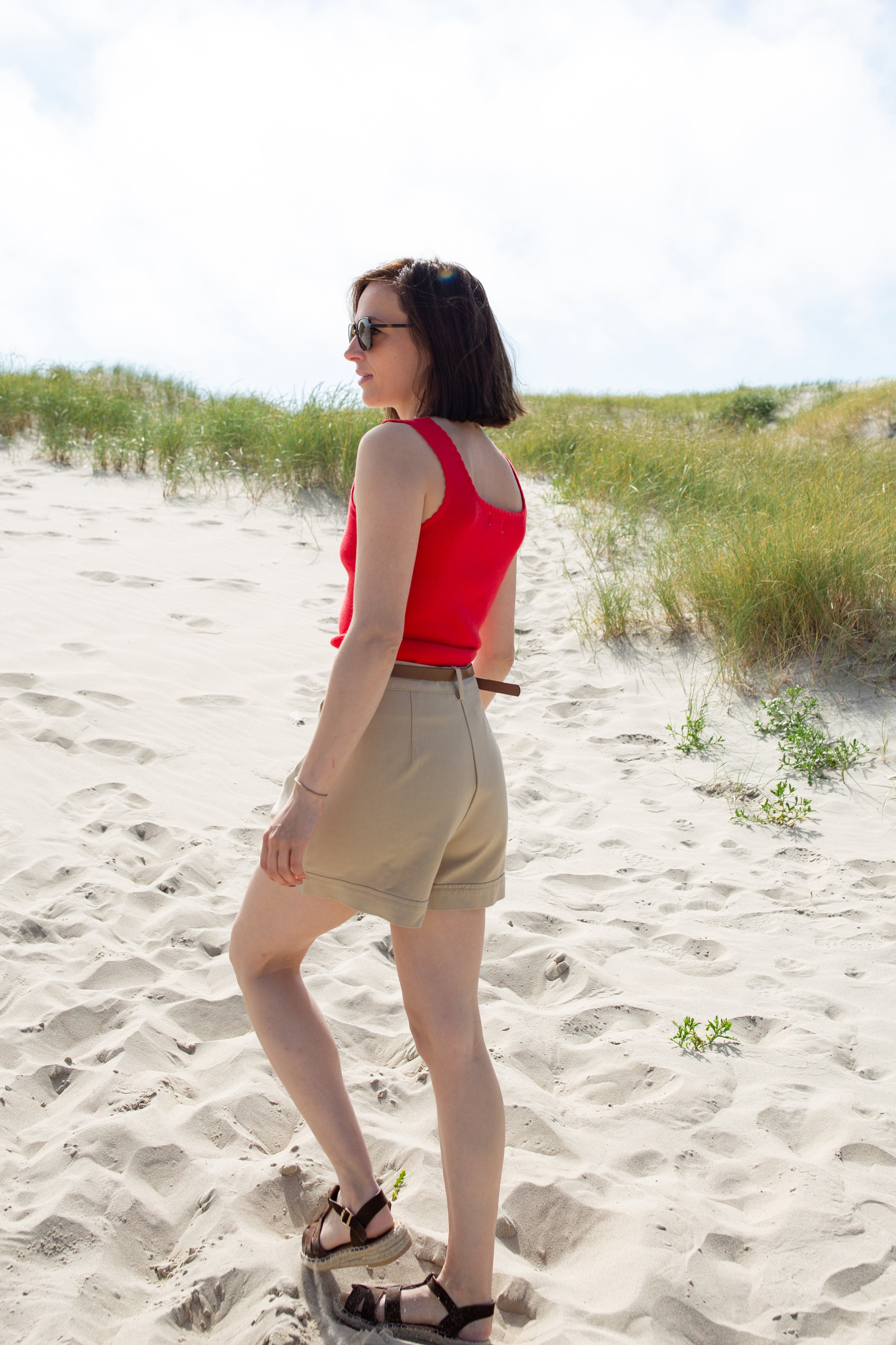 NAÏA BEIGE _ Short à ceinture