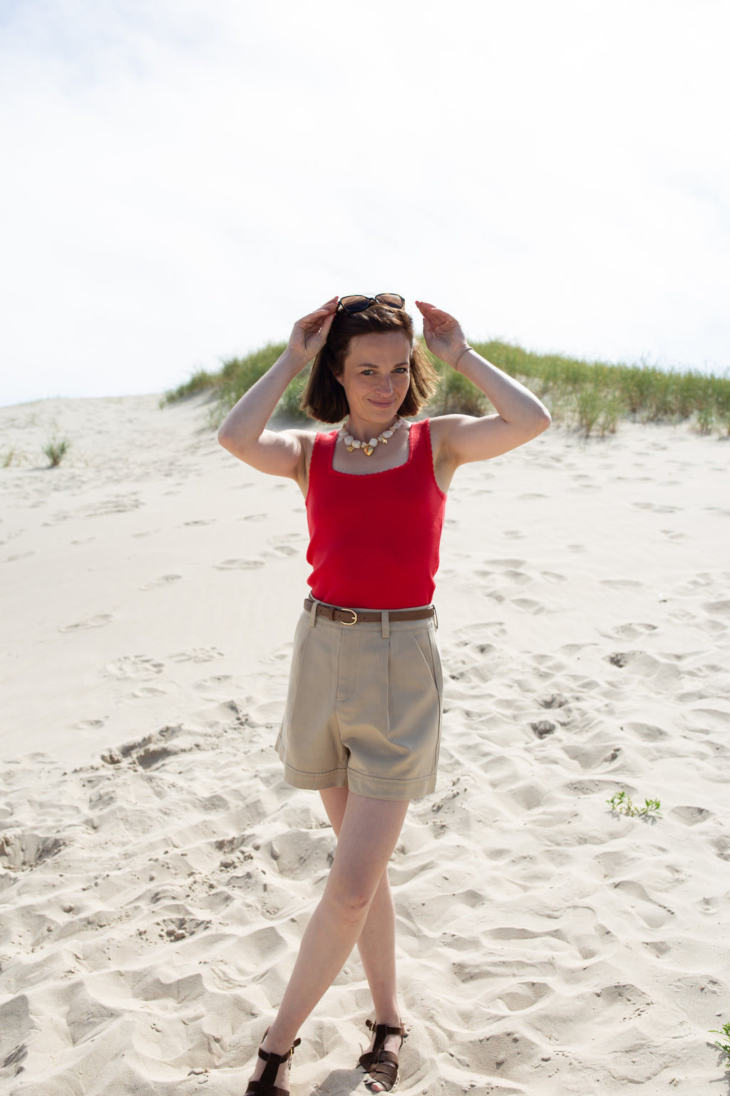 NAÏA BEIGE _ Short à ceinture