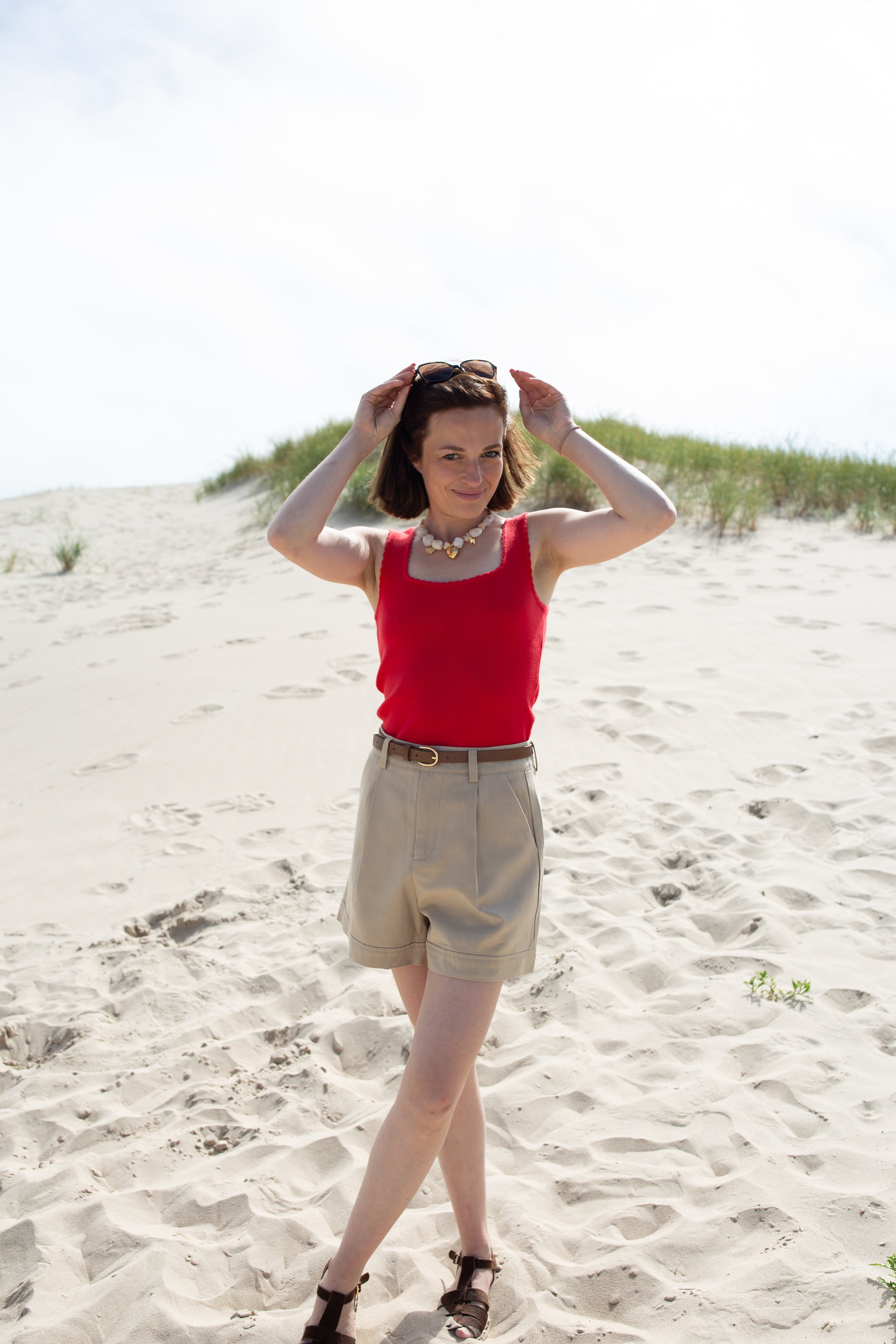 NAÏA BEIGE _ Short à ceinture