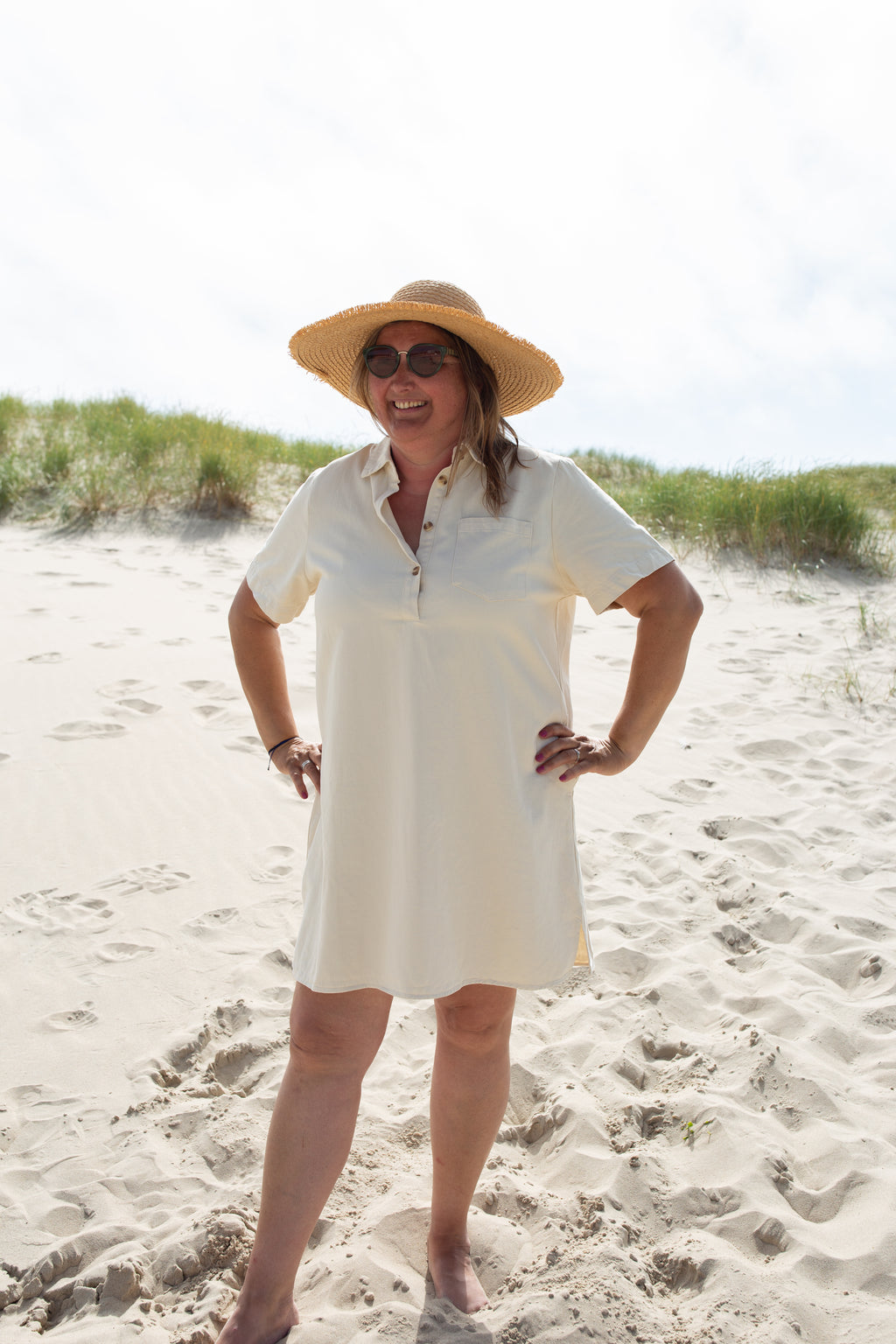 CAMILLE BEIGE _ Robe Col Chemise