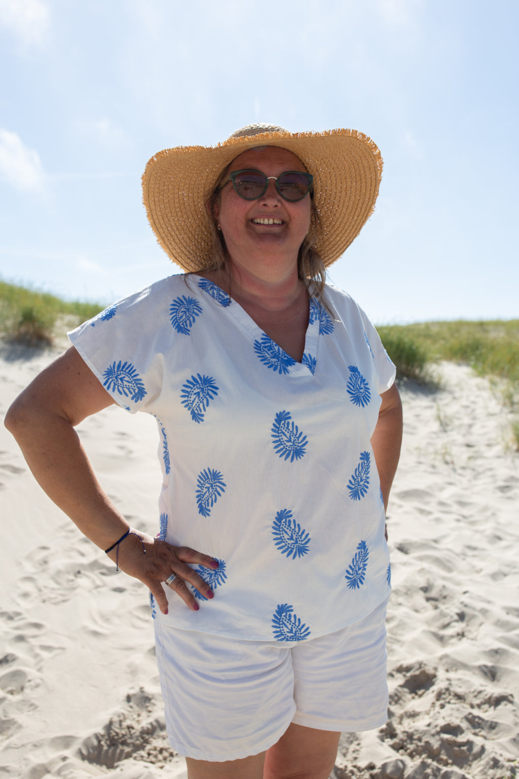 ROMA BLEU _ Blouse Brodée
