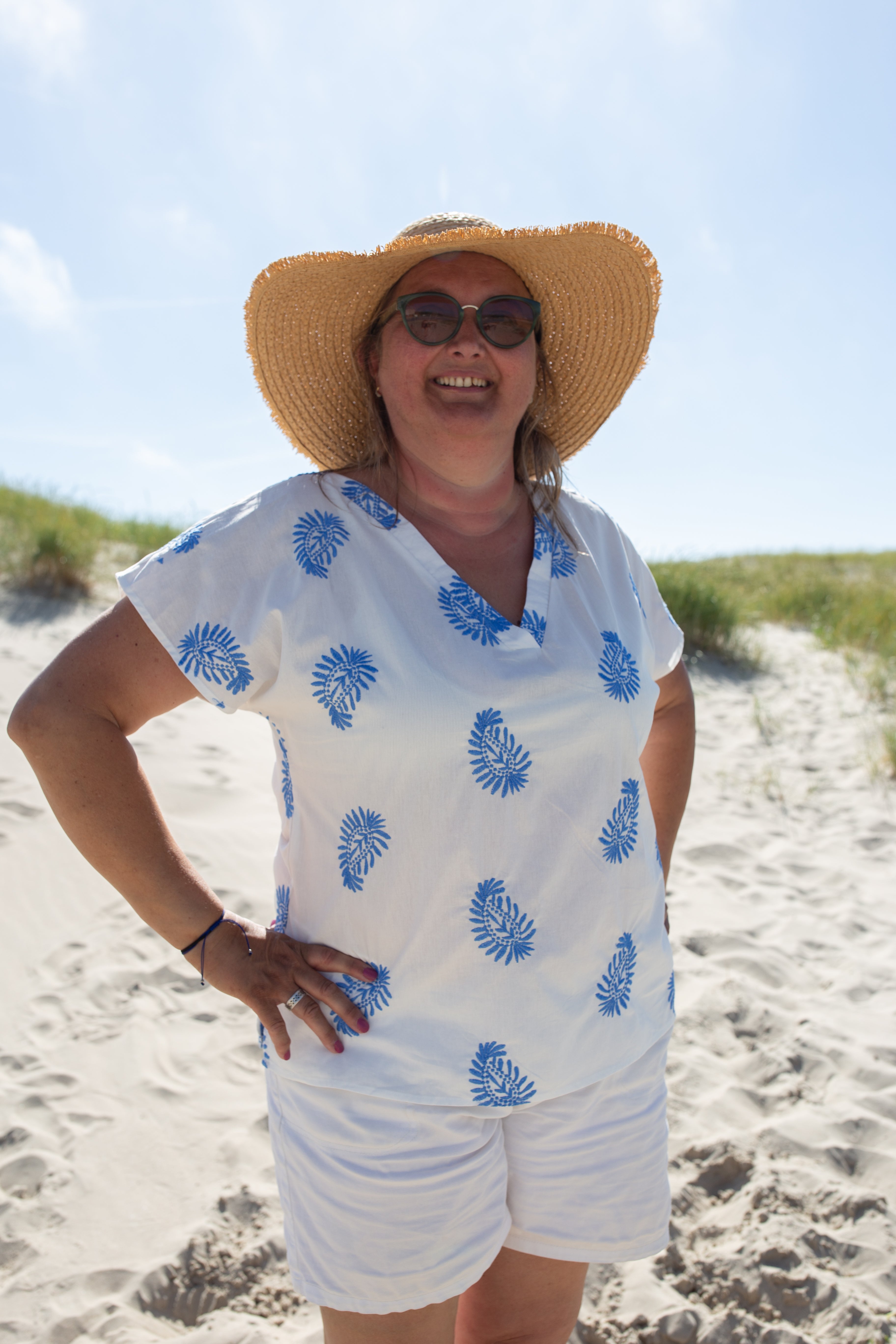 ROMA BLEU _ Blouse Brodée