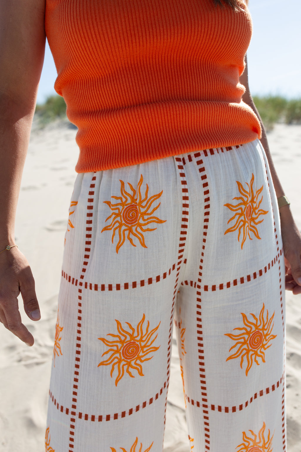 SOLÉNE ORANGE _ Pantalon Fluide Soleil