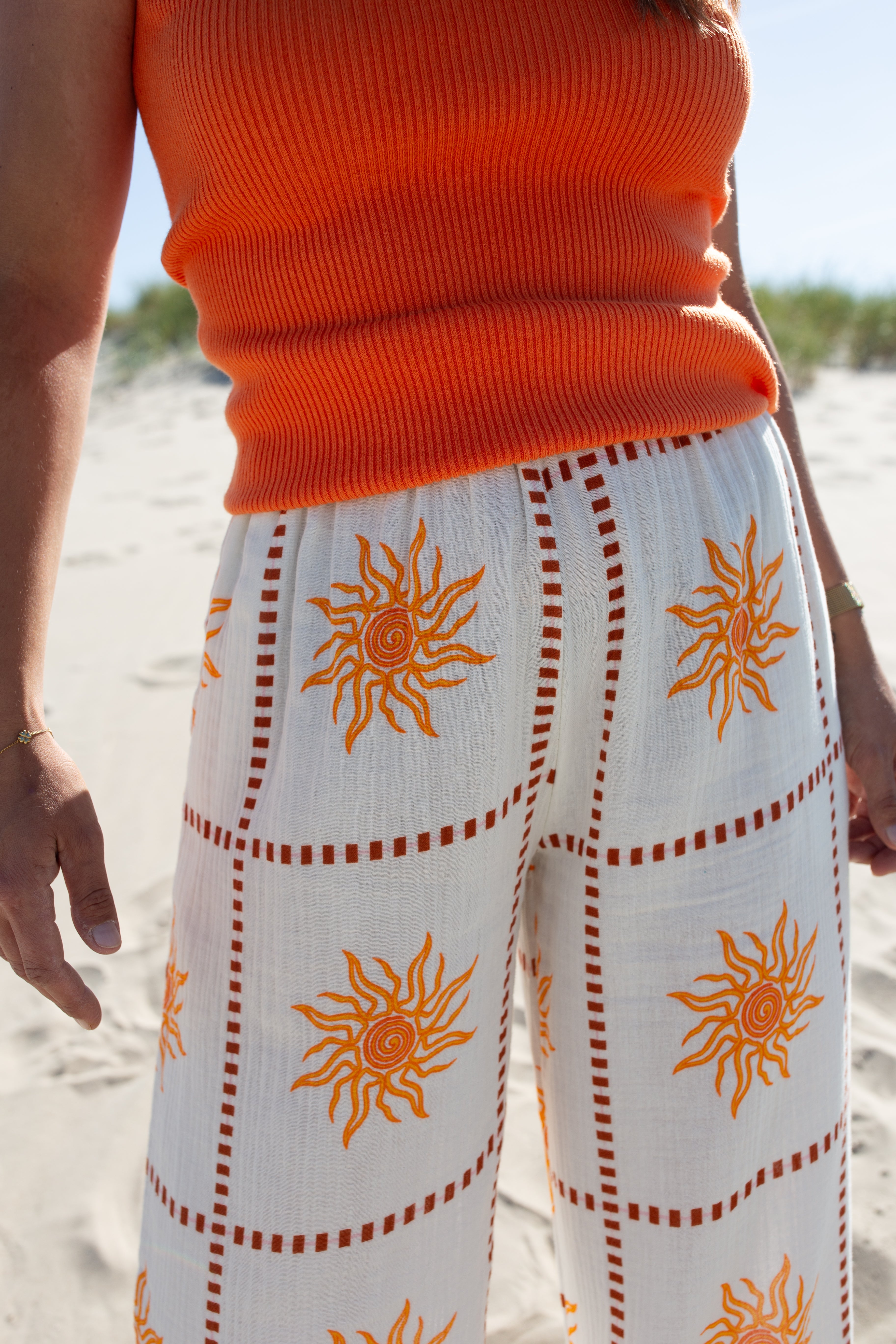 SOLÉNE ORANGE _ Pantalon Fluide Soleil