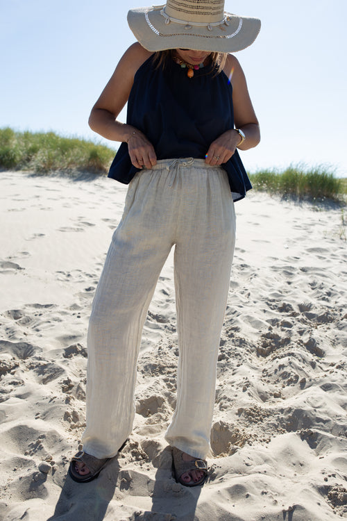 AMBRE BEIGE _ Pantalon en lin