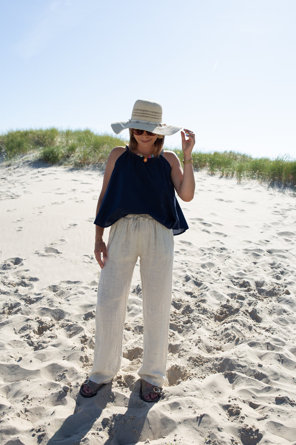 AMBRE BEIGE _ Pantalon en lin