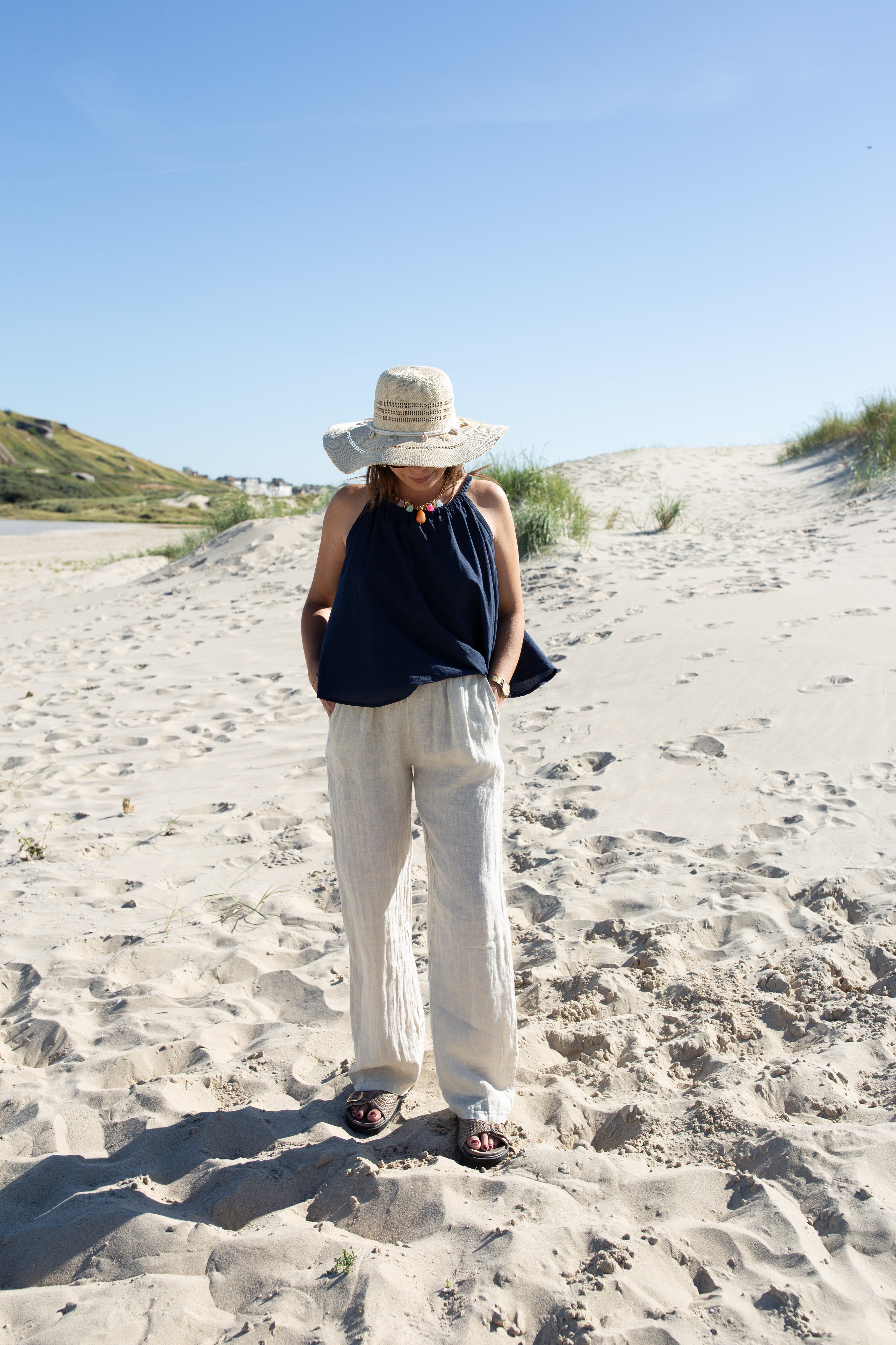 AMBRE BEIGE _ Pantalon en lin