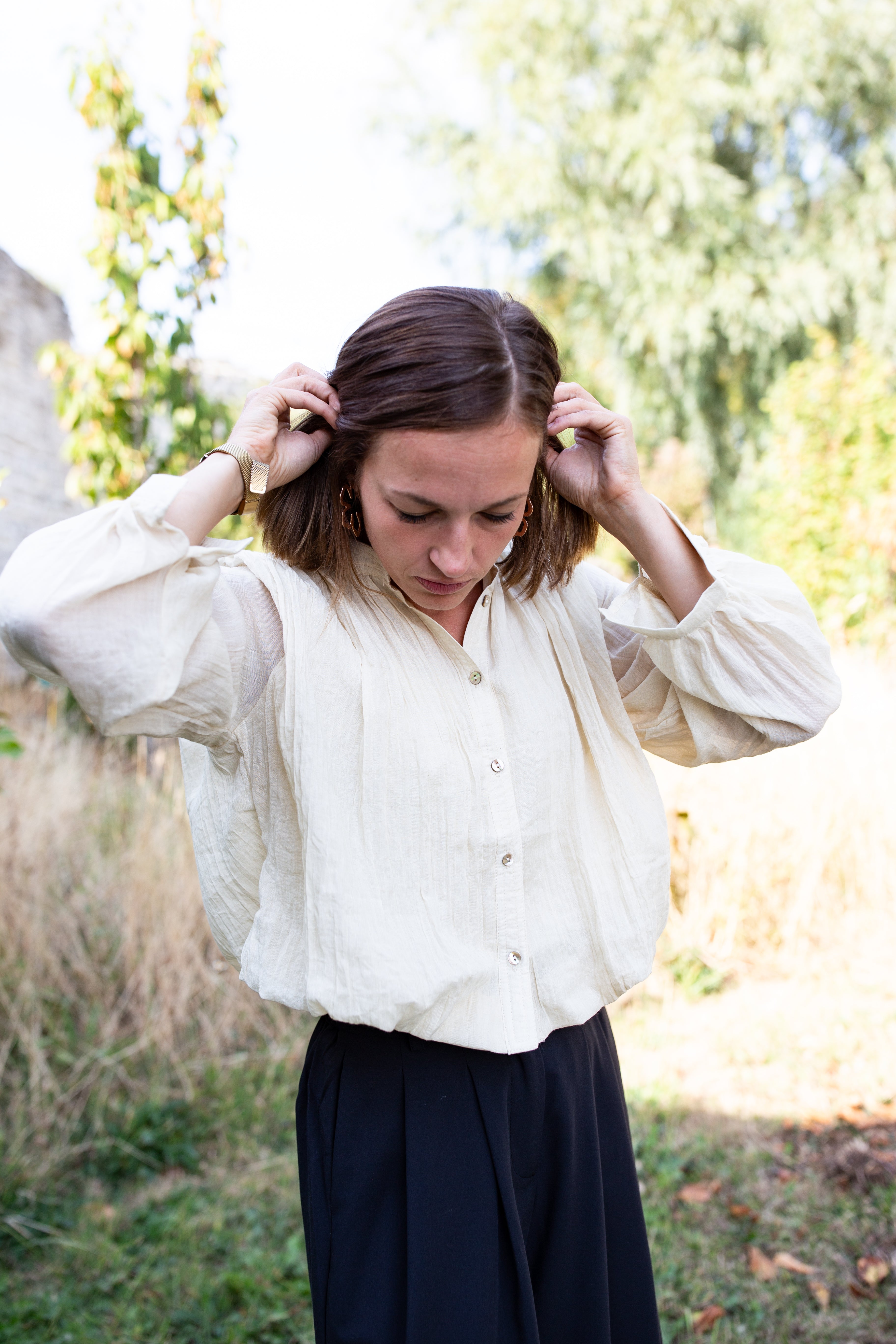 LOUISE BEIGE _ Blouse courte