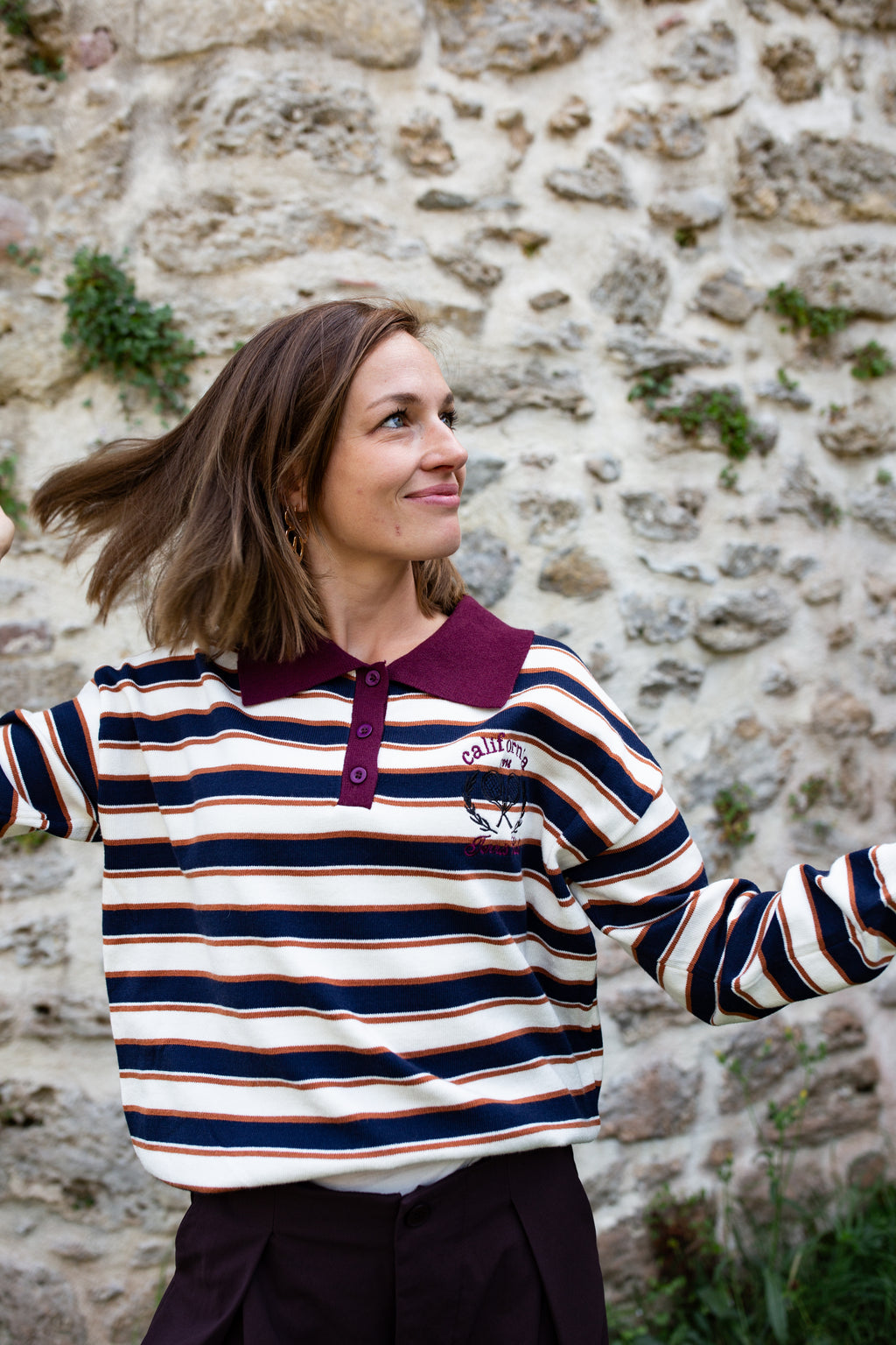 MADISON BORDEAUX _ Pull polo