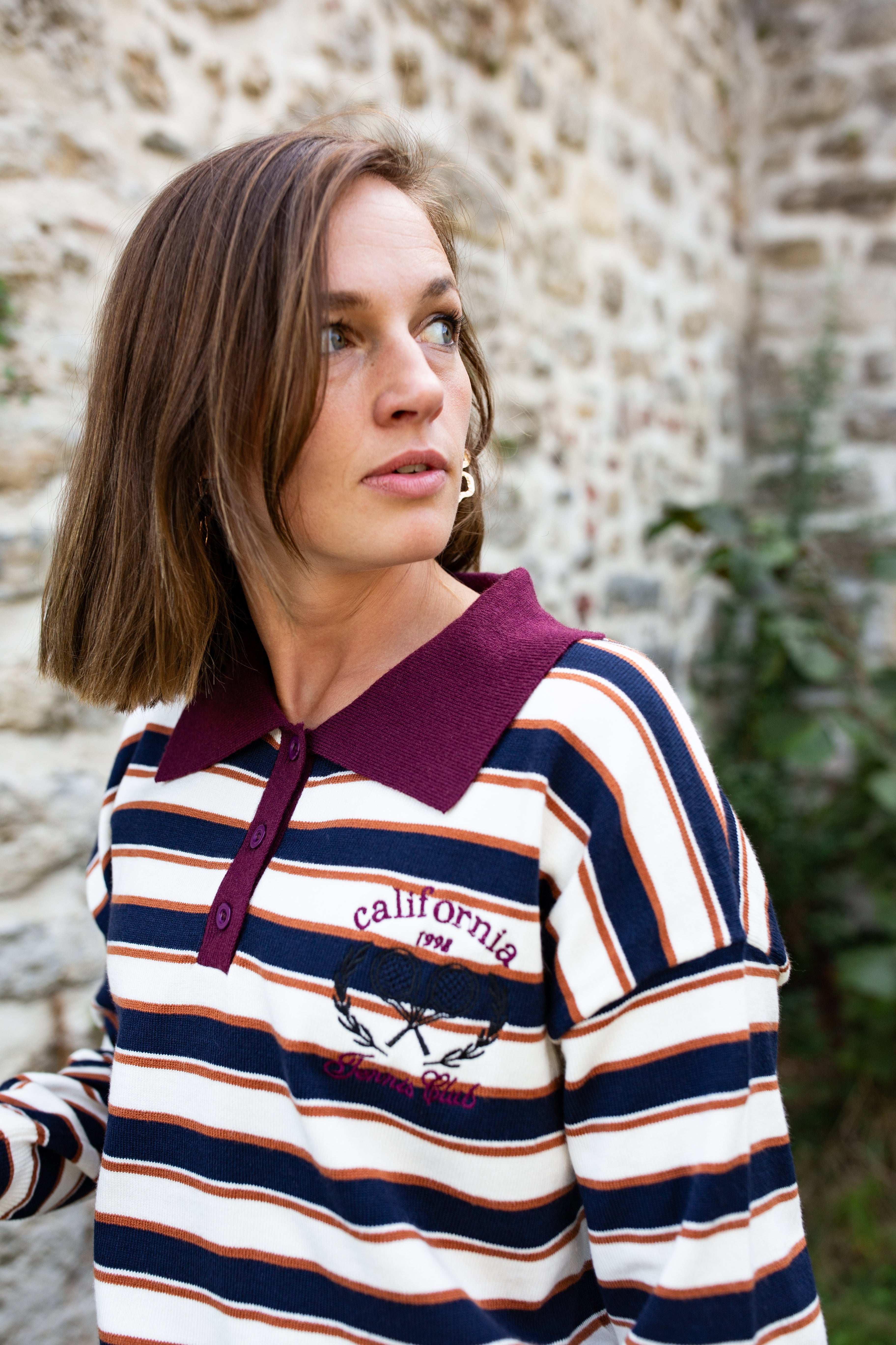 MADISON BORDEAUX _ Pull polo