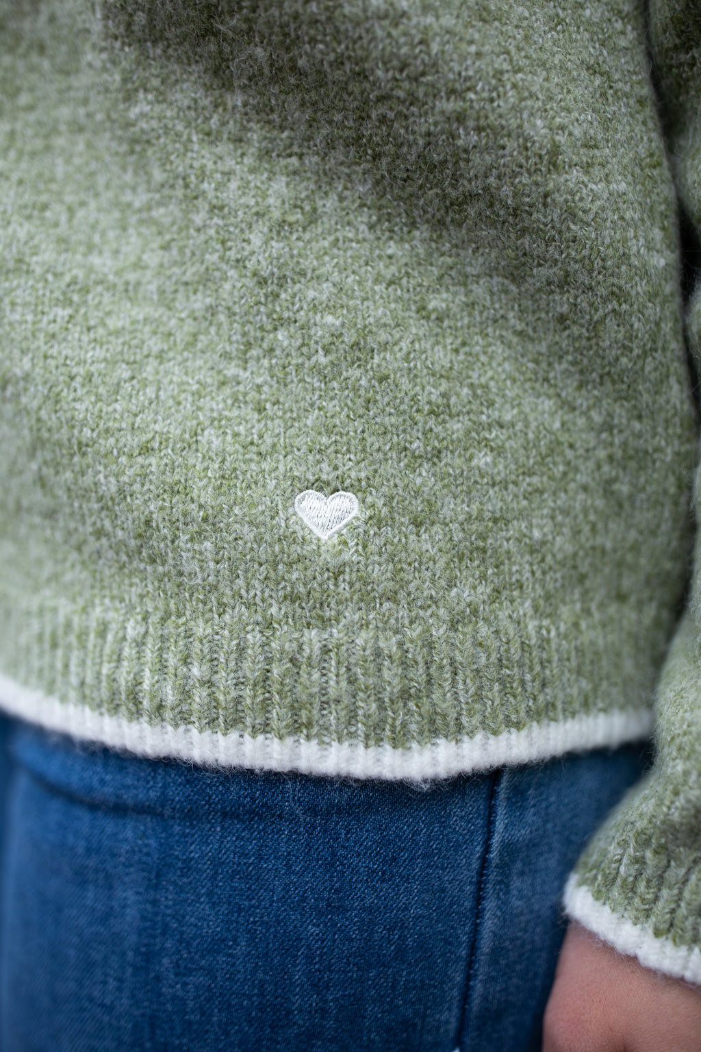 Pull Cœur Tissé Kaki