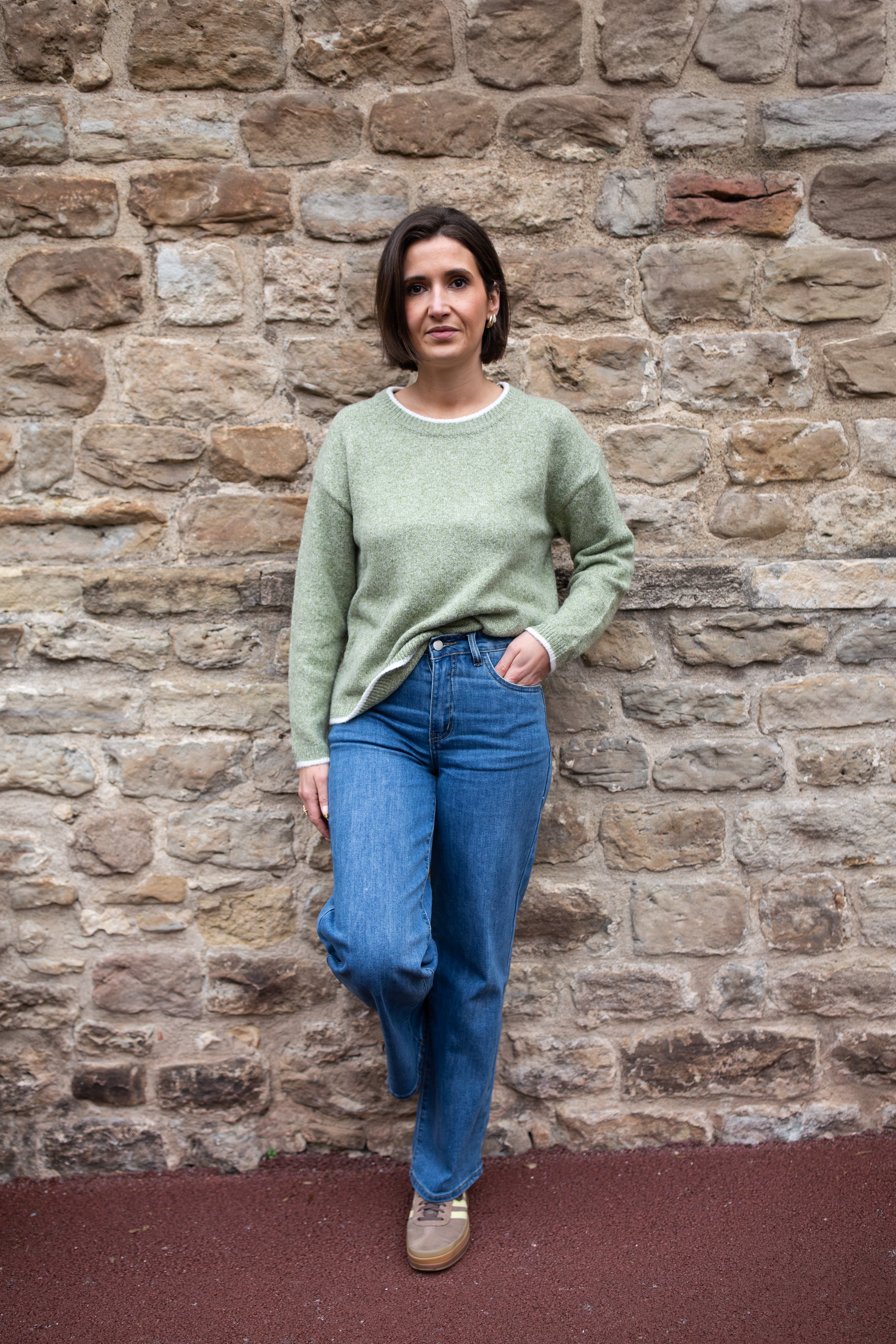 Pull Cœur Tissé Kaki