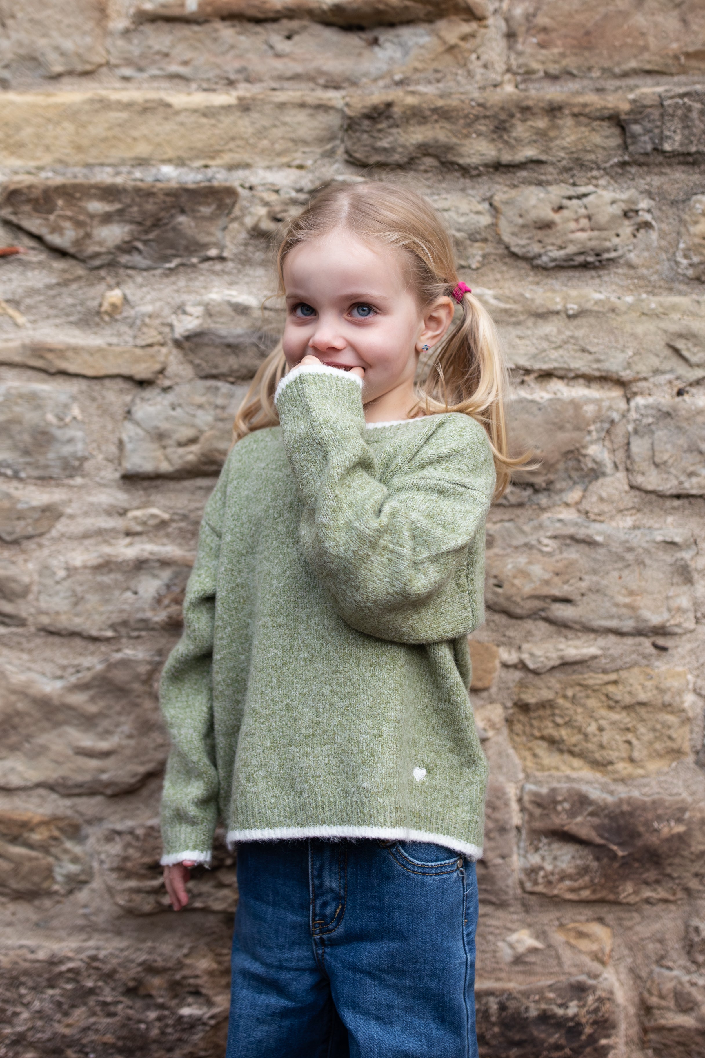 Pull Mini Cœur Tissé Kaki