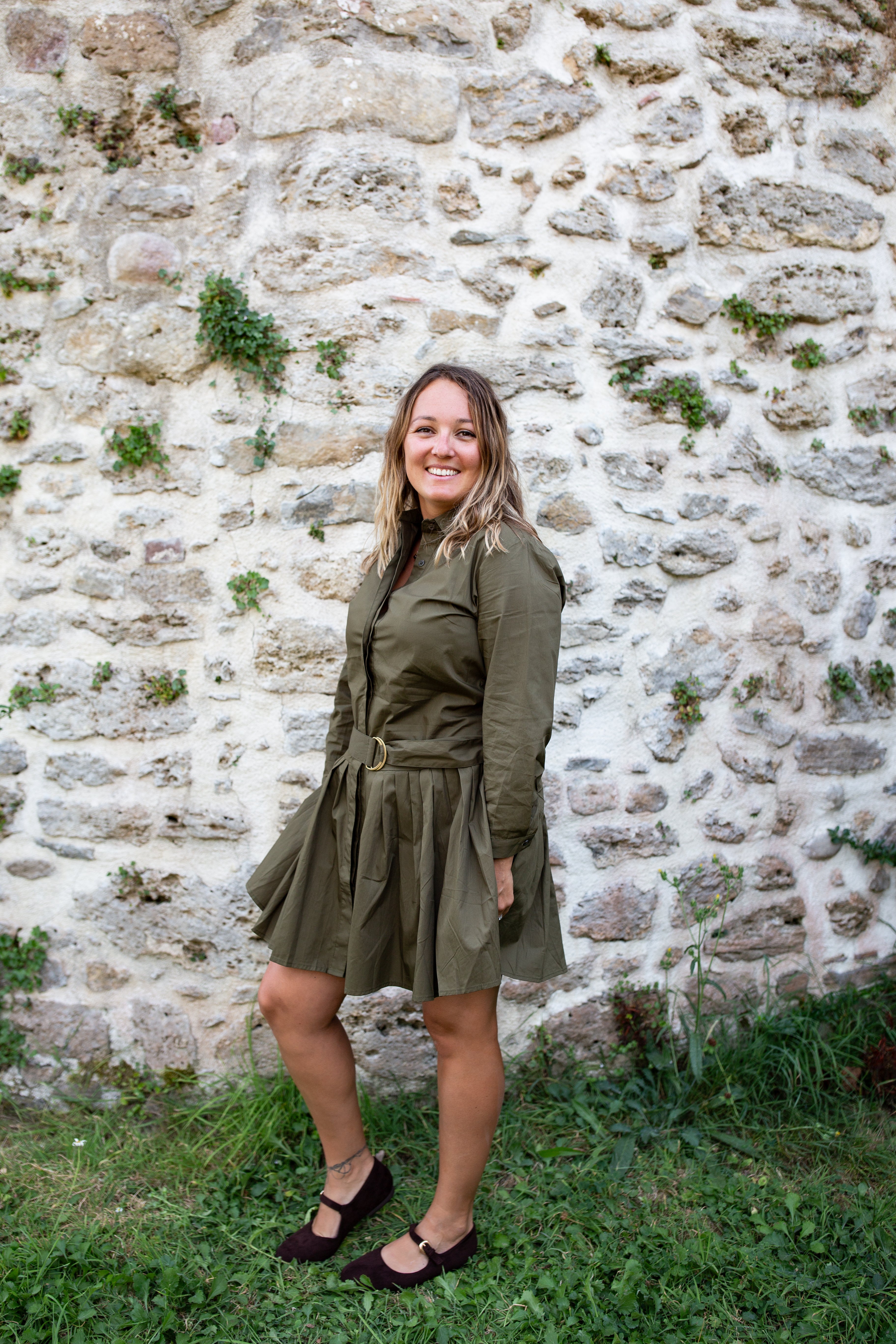 ROMANE KAKI _ Robe chemise