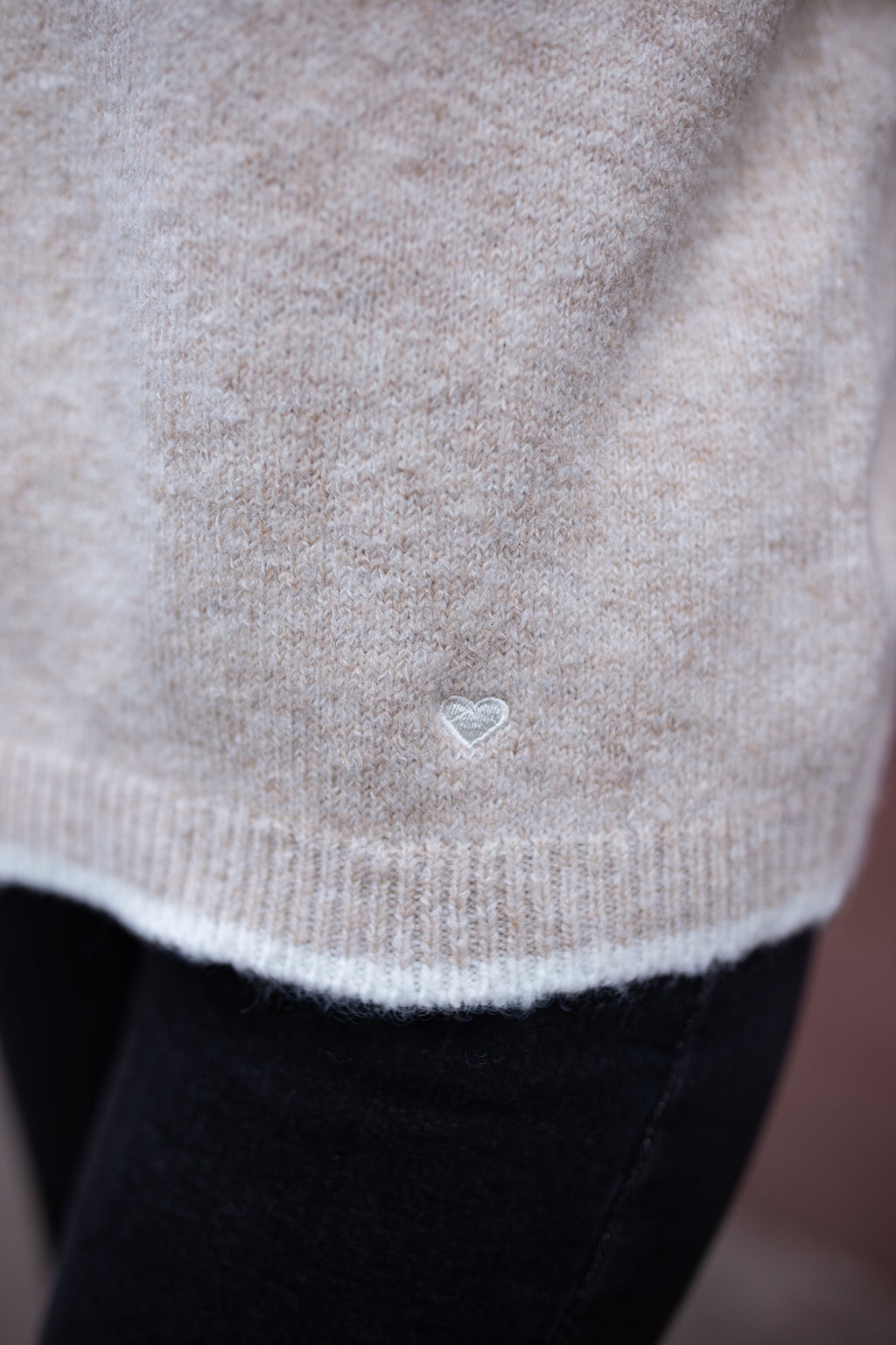 Pull Cœur Tissé Beige