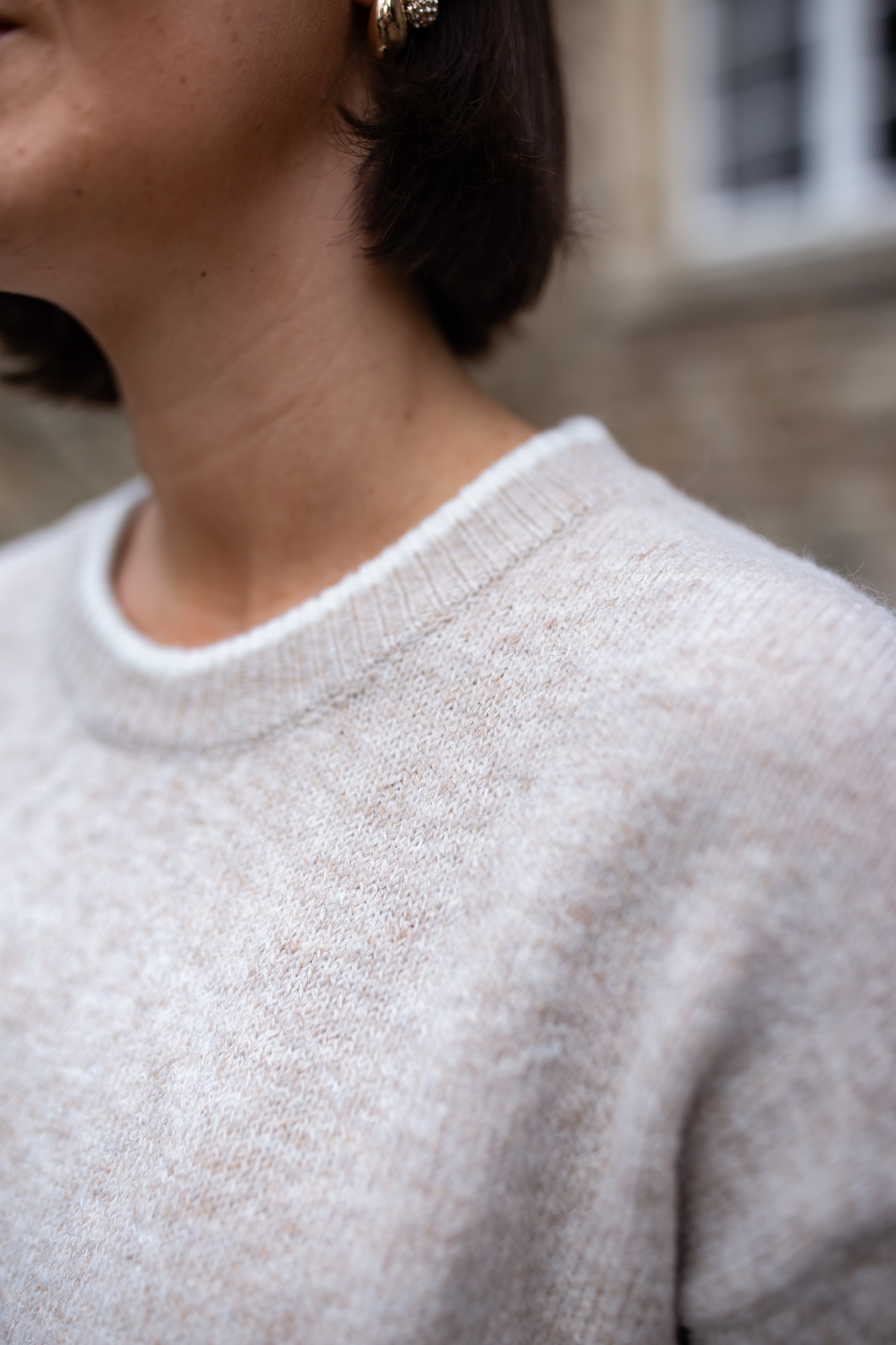 Pull Cœur Tissé Beige