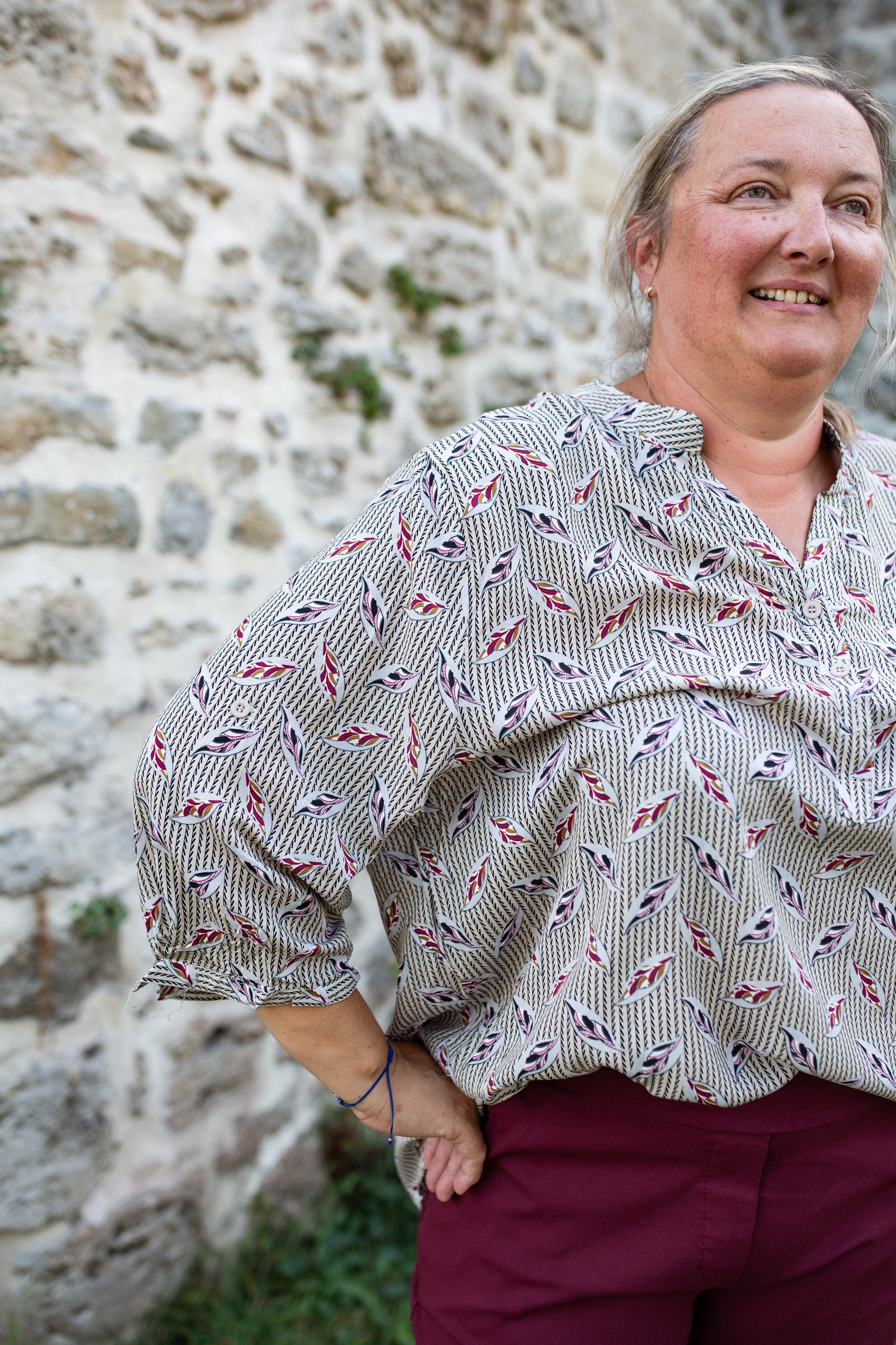 CÉLESTE BEIGE _ Blouse imprimée