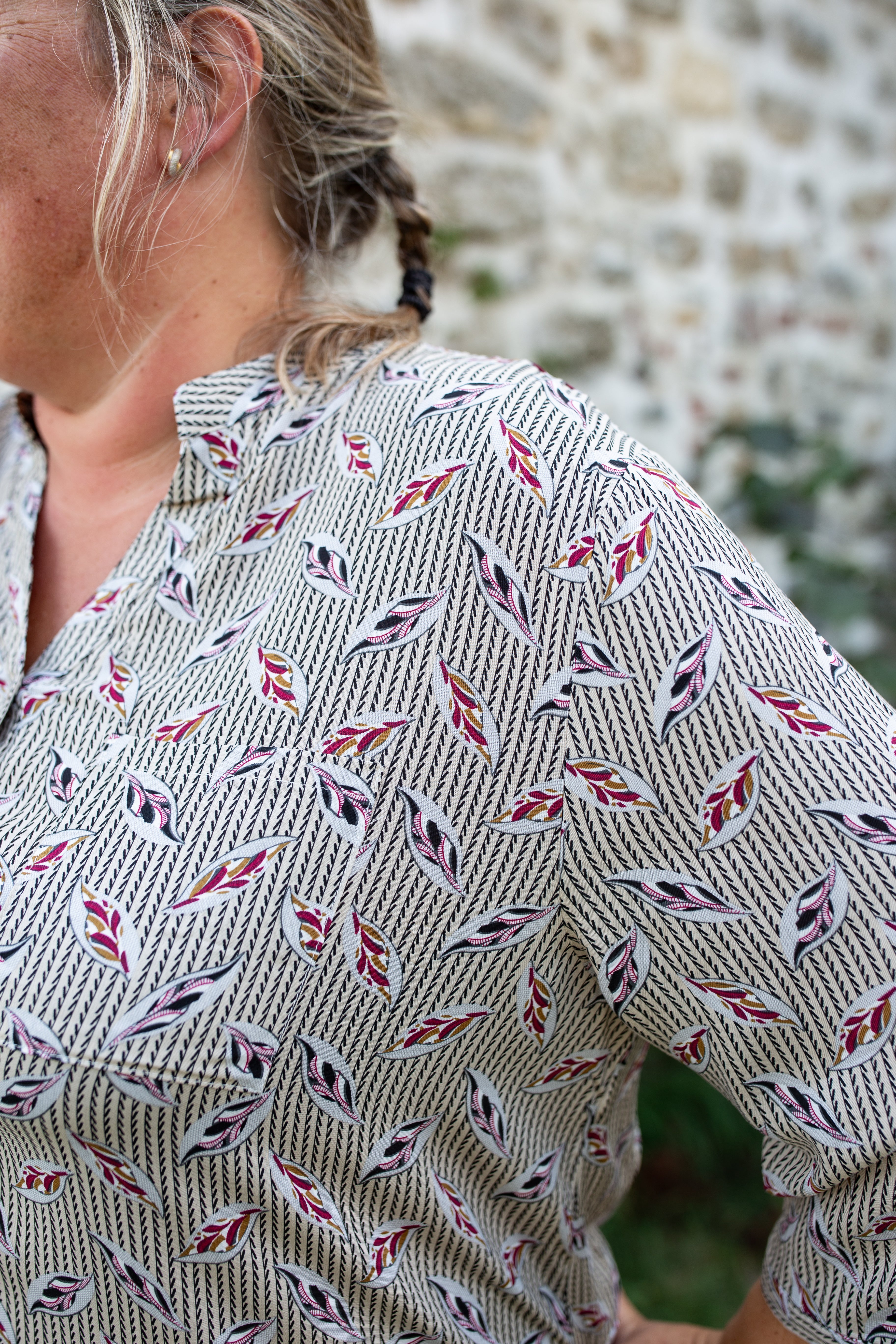 CÉLESTE BEIGE _ Blouse imprimée