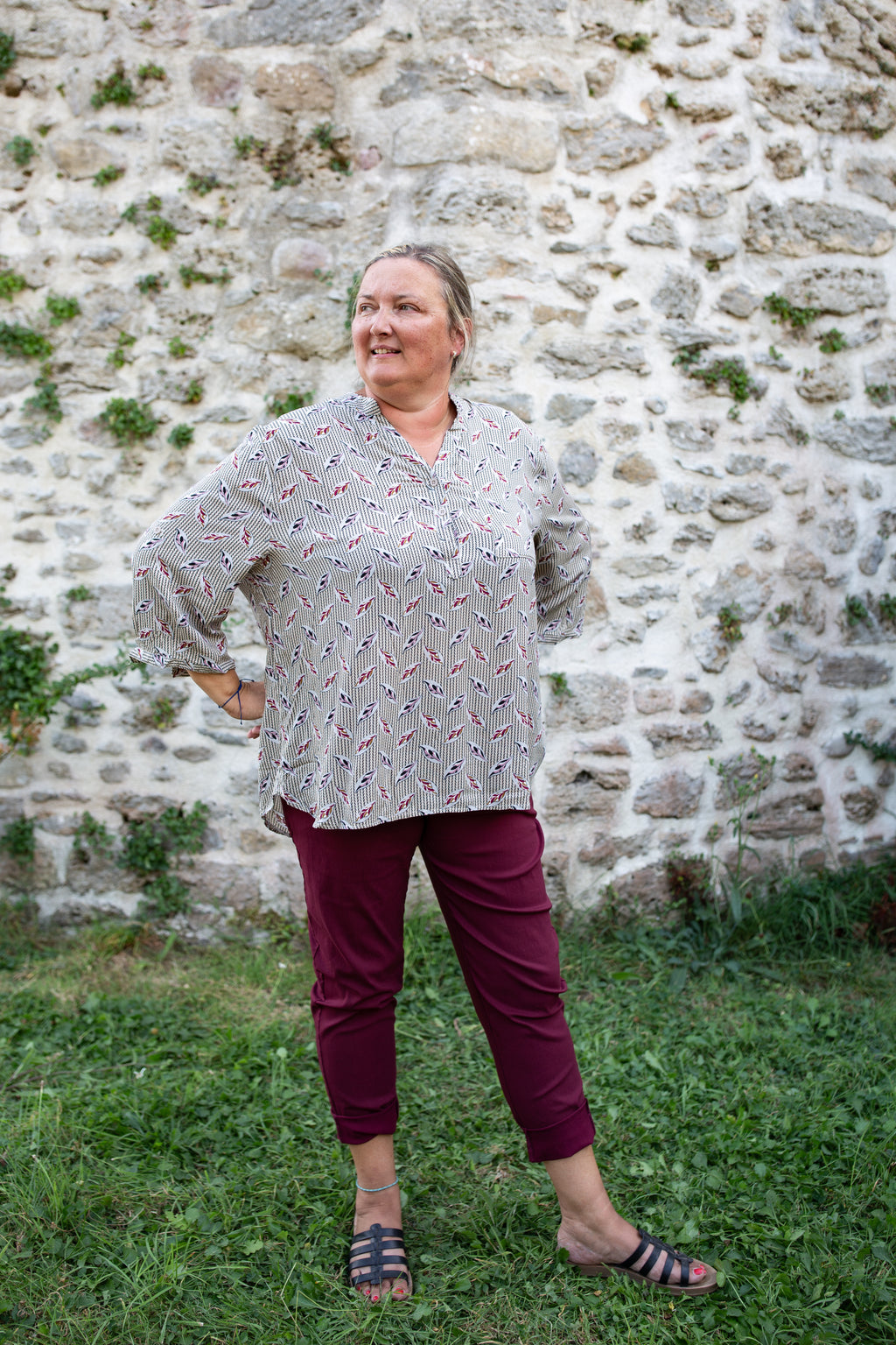 CÉLESTE BEIGE _ Blouse imprimée
