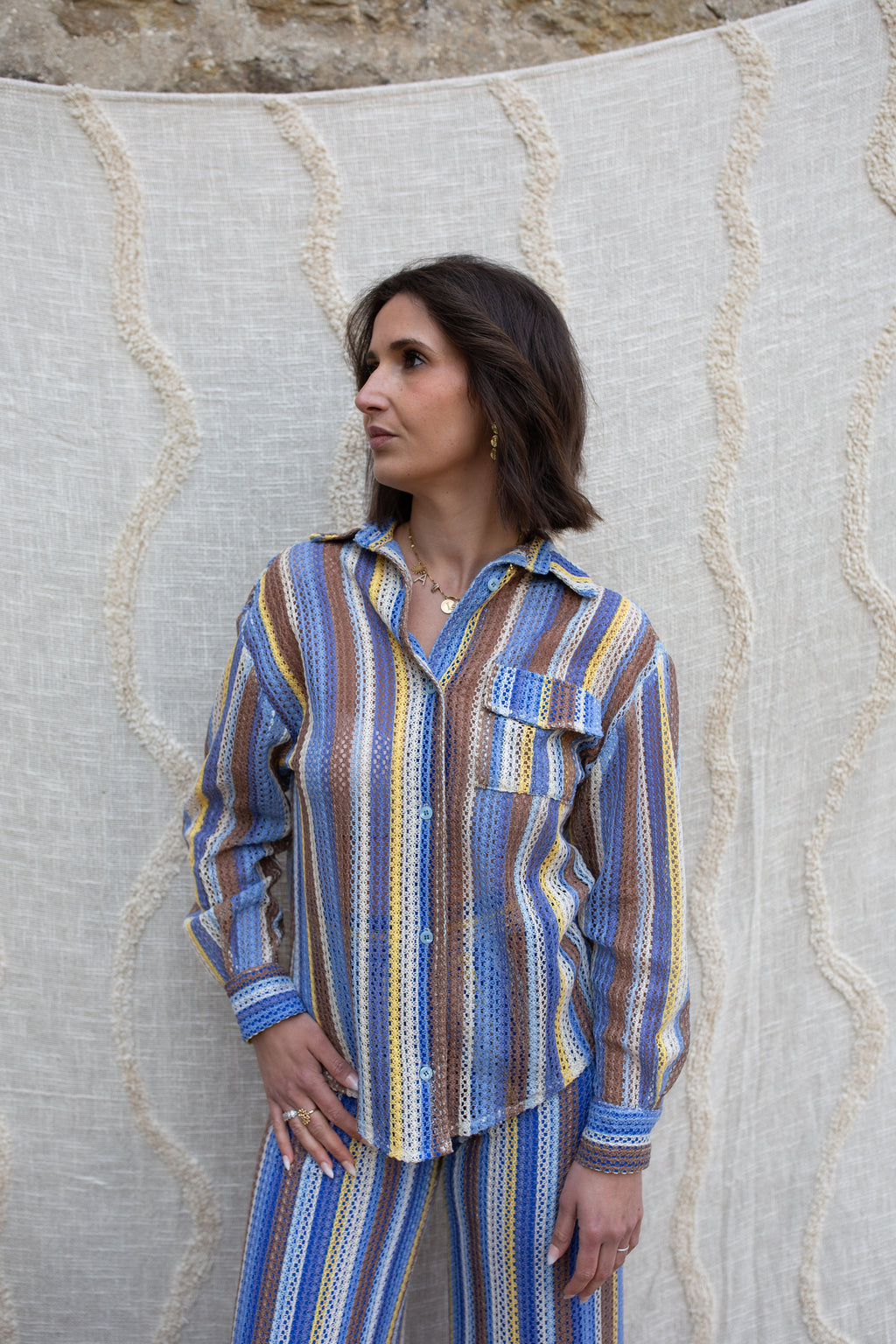 ALLIA _ Chemise Filet Bleue