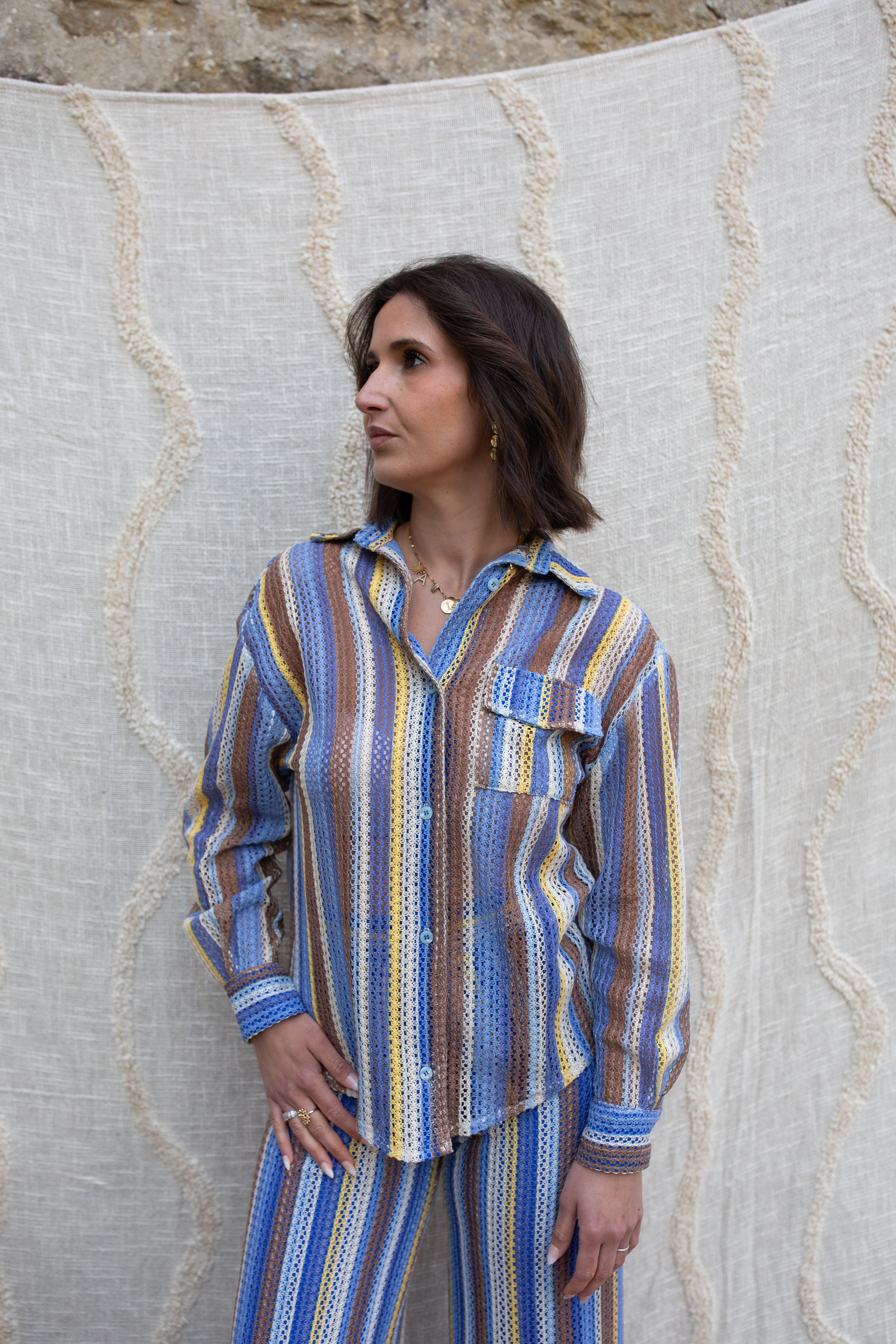 ALLIA _ Chemise Filet Bleue