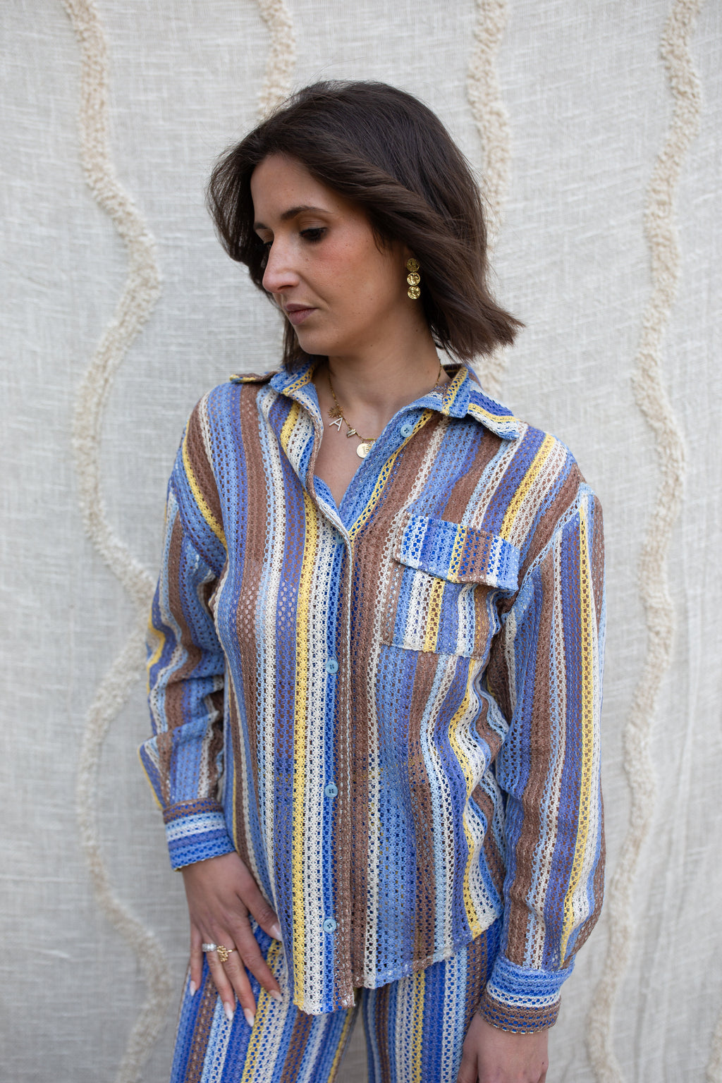 ALLIA _ Chemise Filet Bleue