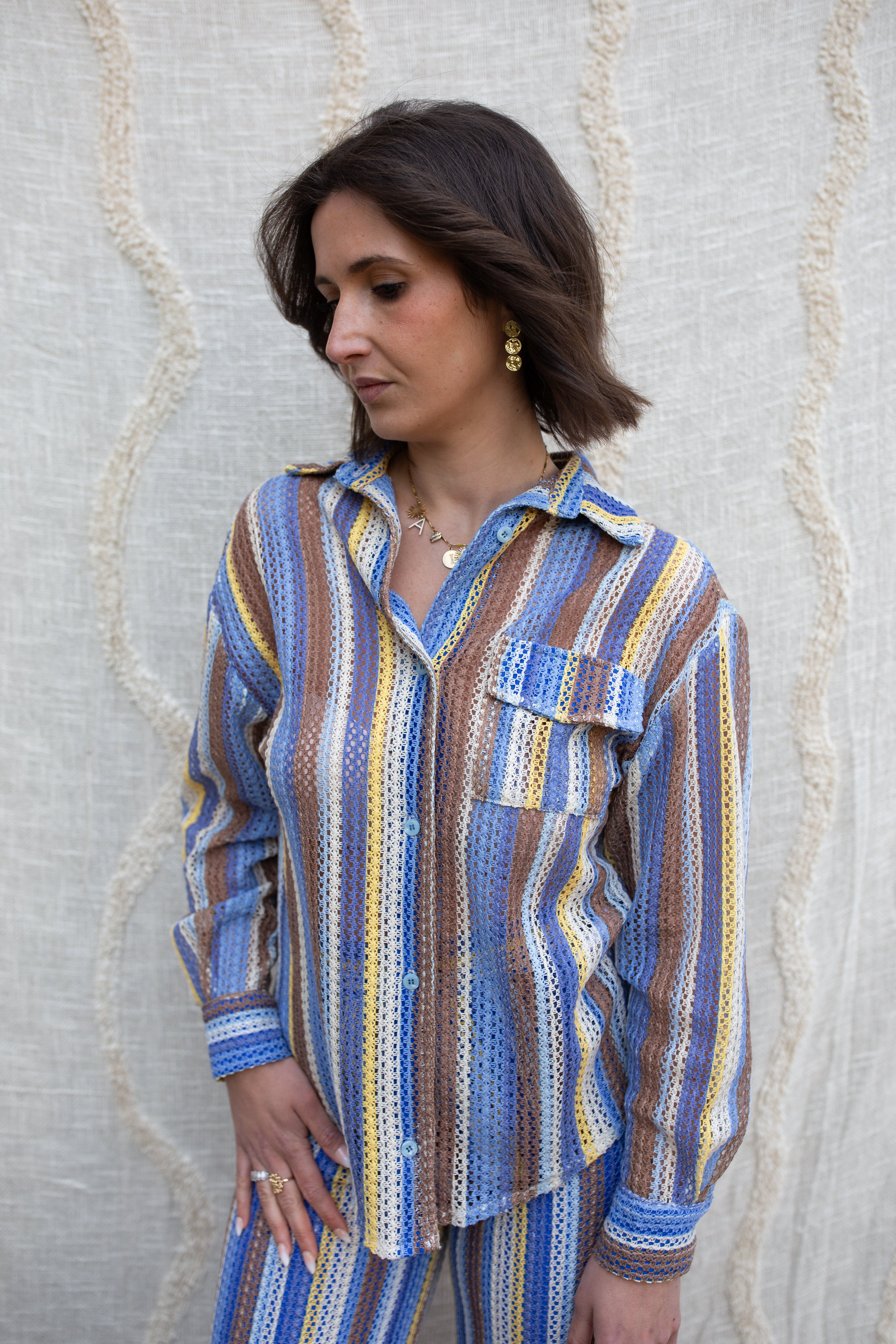 ALLIA _ Chemise Filet Bleue
