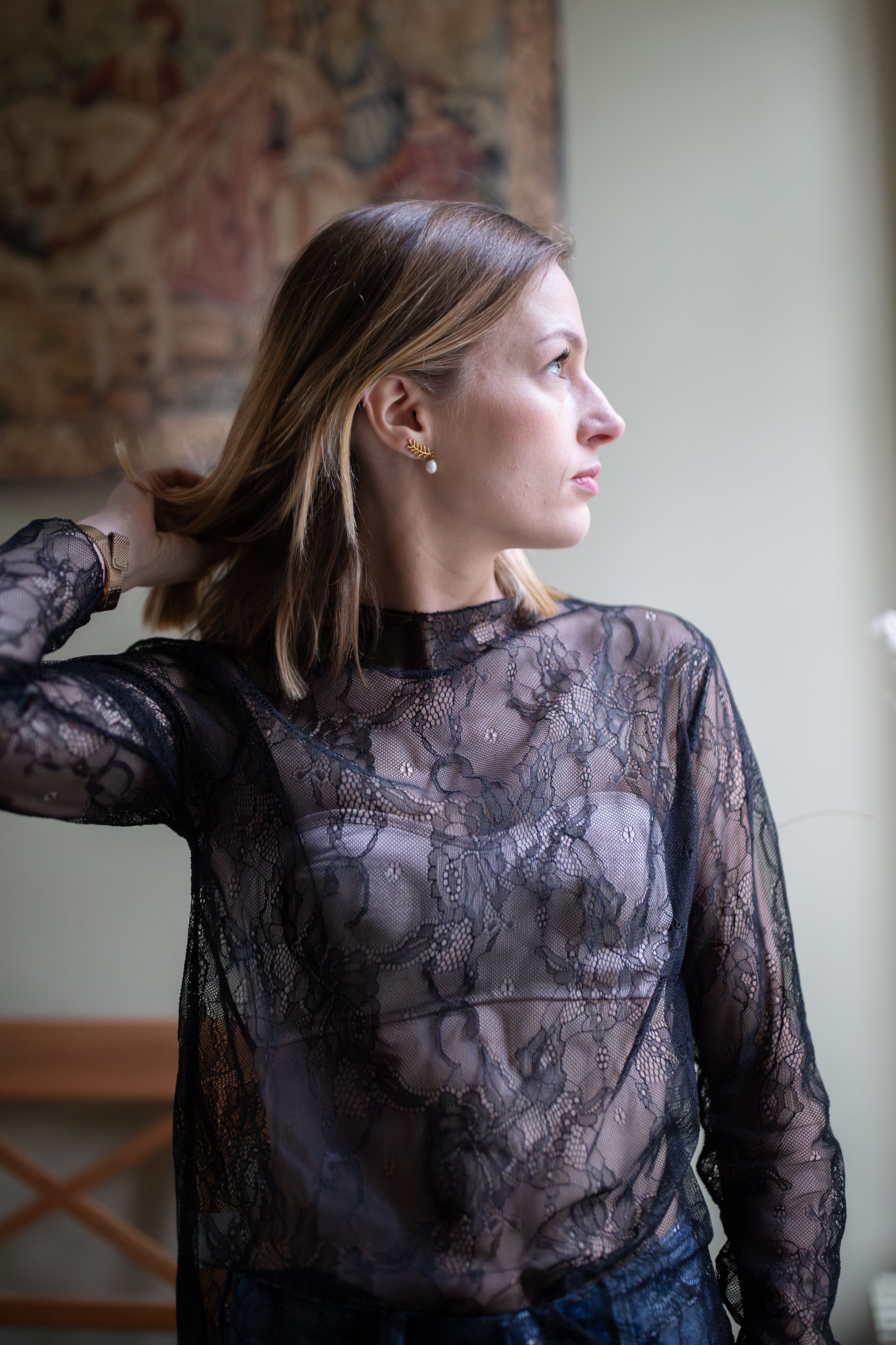 Blouse Flora Dentelle _ Noire