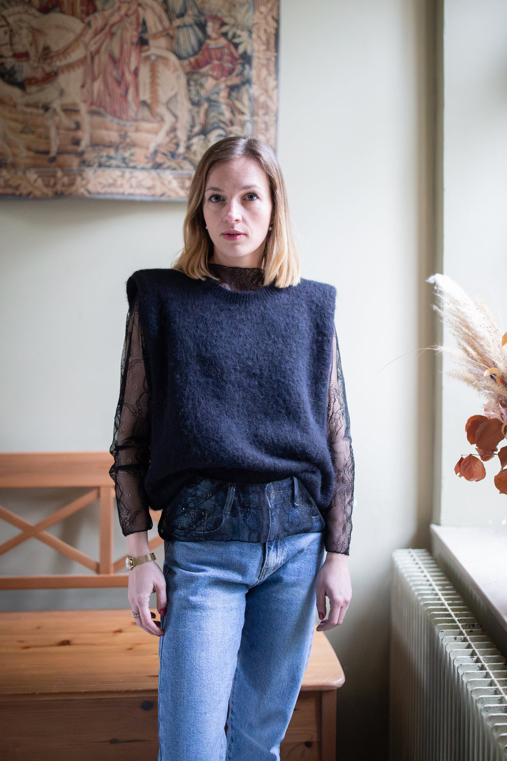 Blouse Flora Dentelle _ Noire